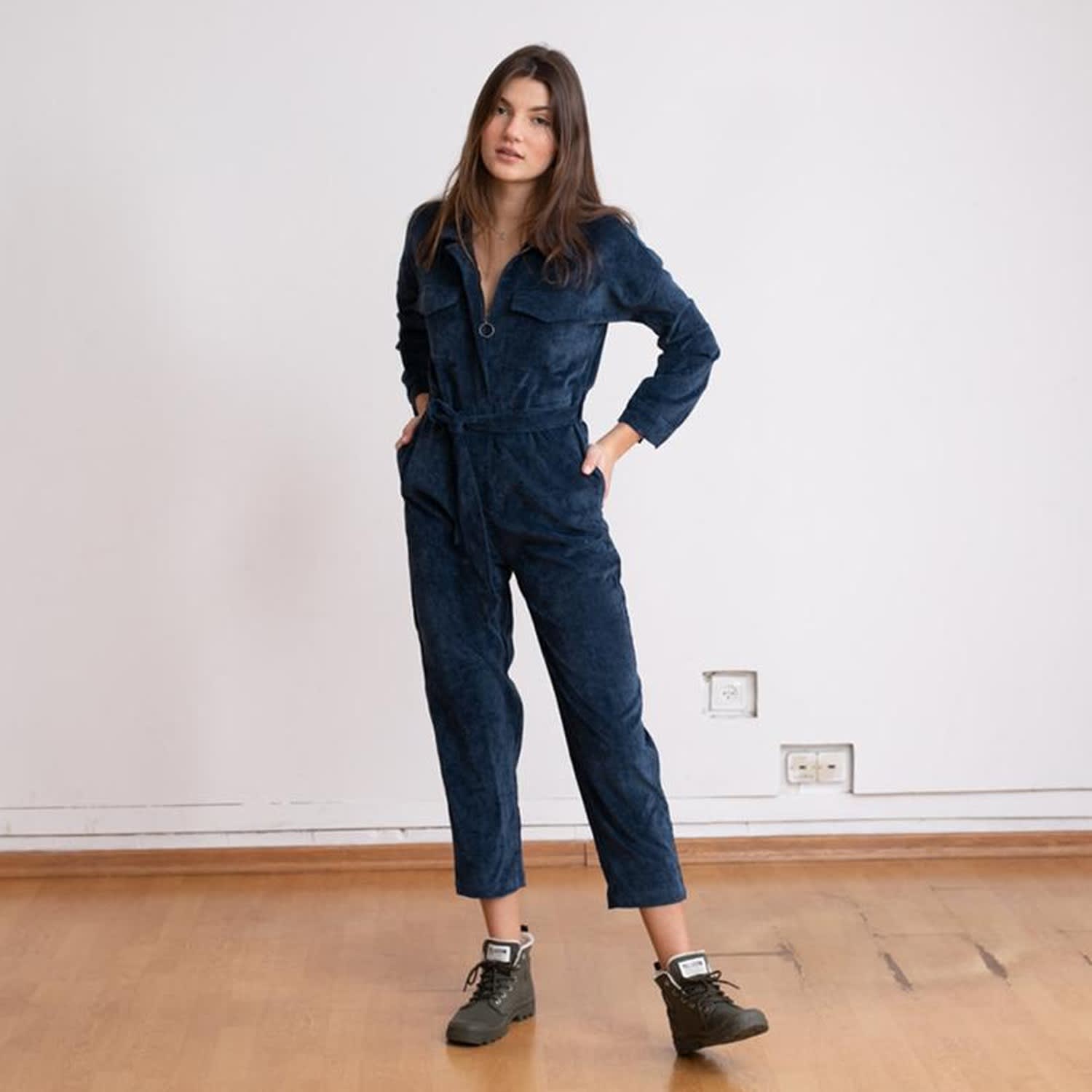 blue corduroy jumpsuit