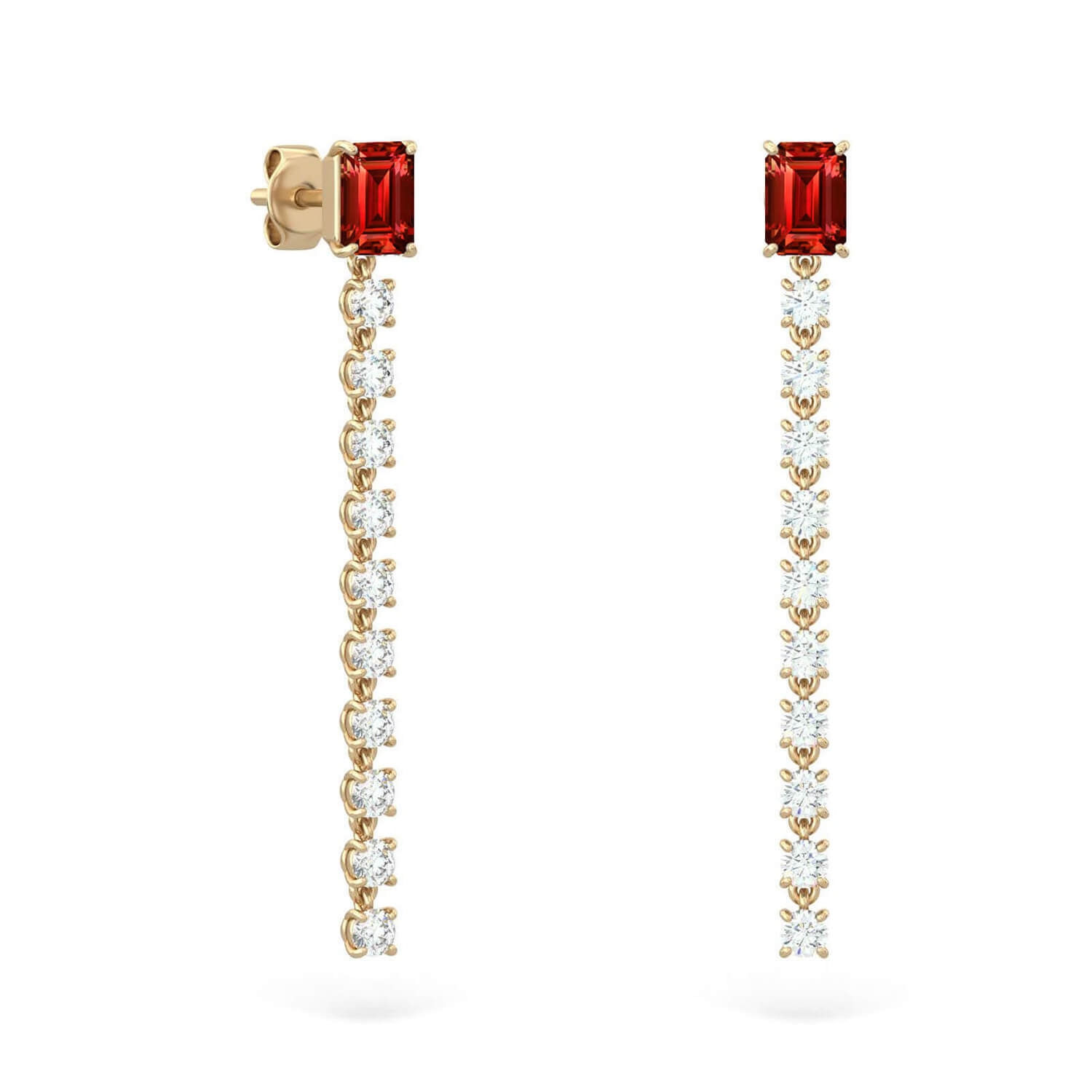 Women’s Earrings Nina 18K Yellow Gold Diamonds And Precious Stones Ruby Pair Aquae Jewels