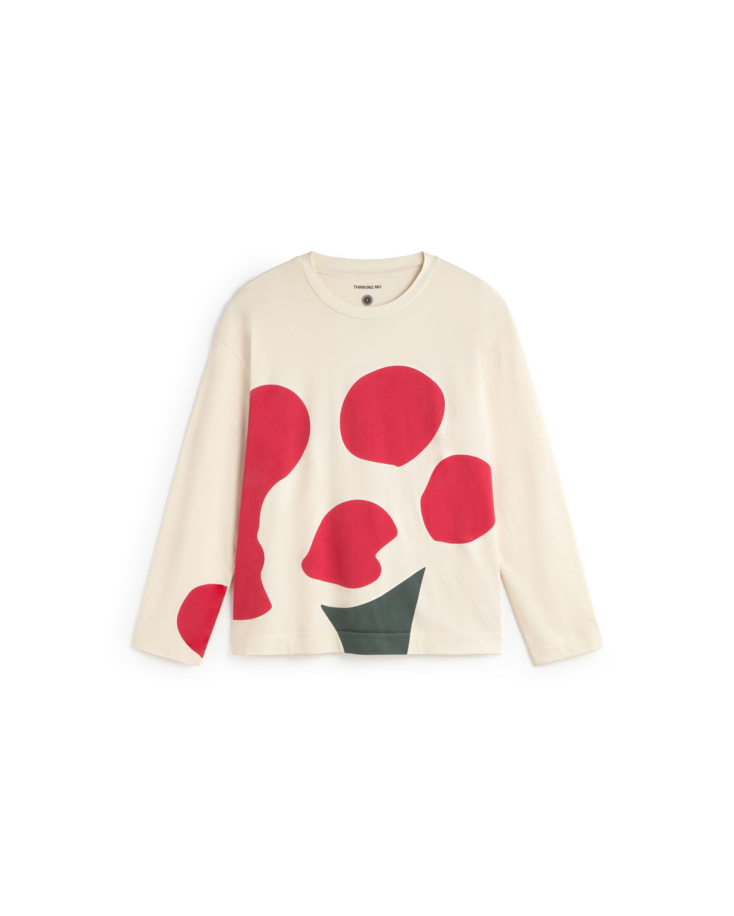Thinking Mu Women's White Long Sleeve Flower Emily T-shirt In White