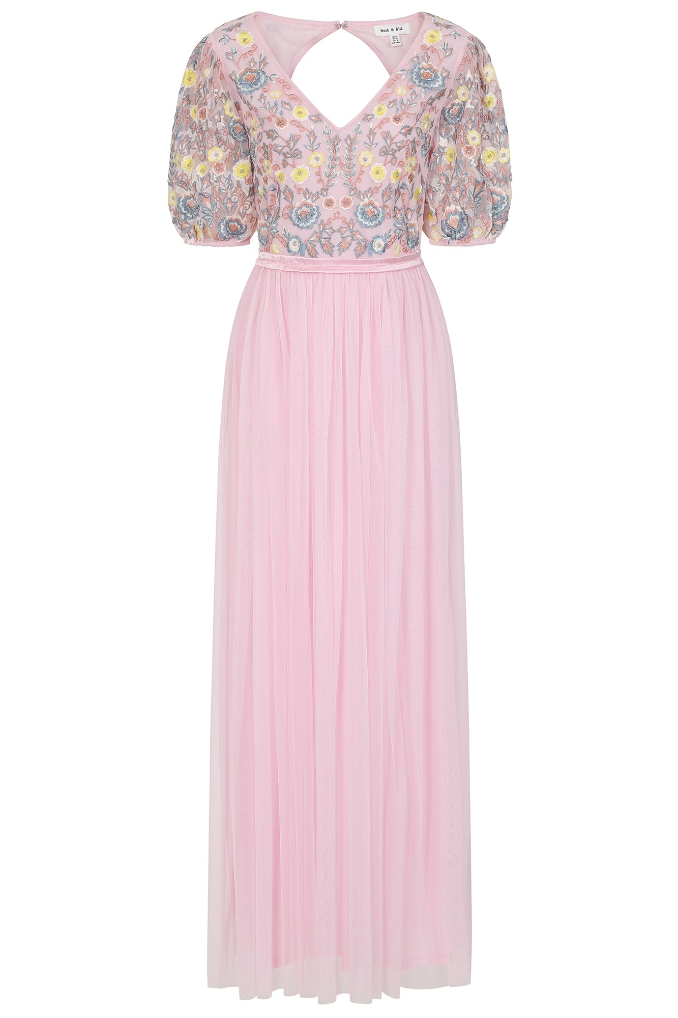Frock And Frill Women's Pink / Purple Camelia Floral Embroidered Maxi Dress - Pink In Pink/purple
