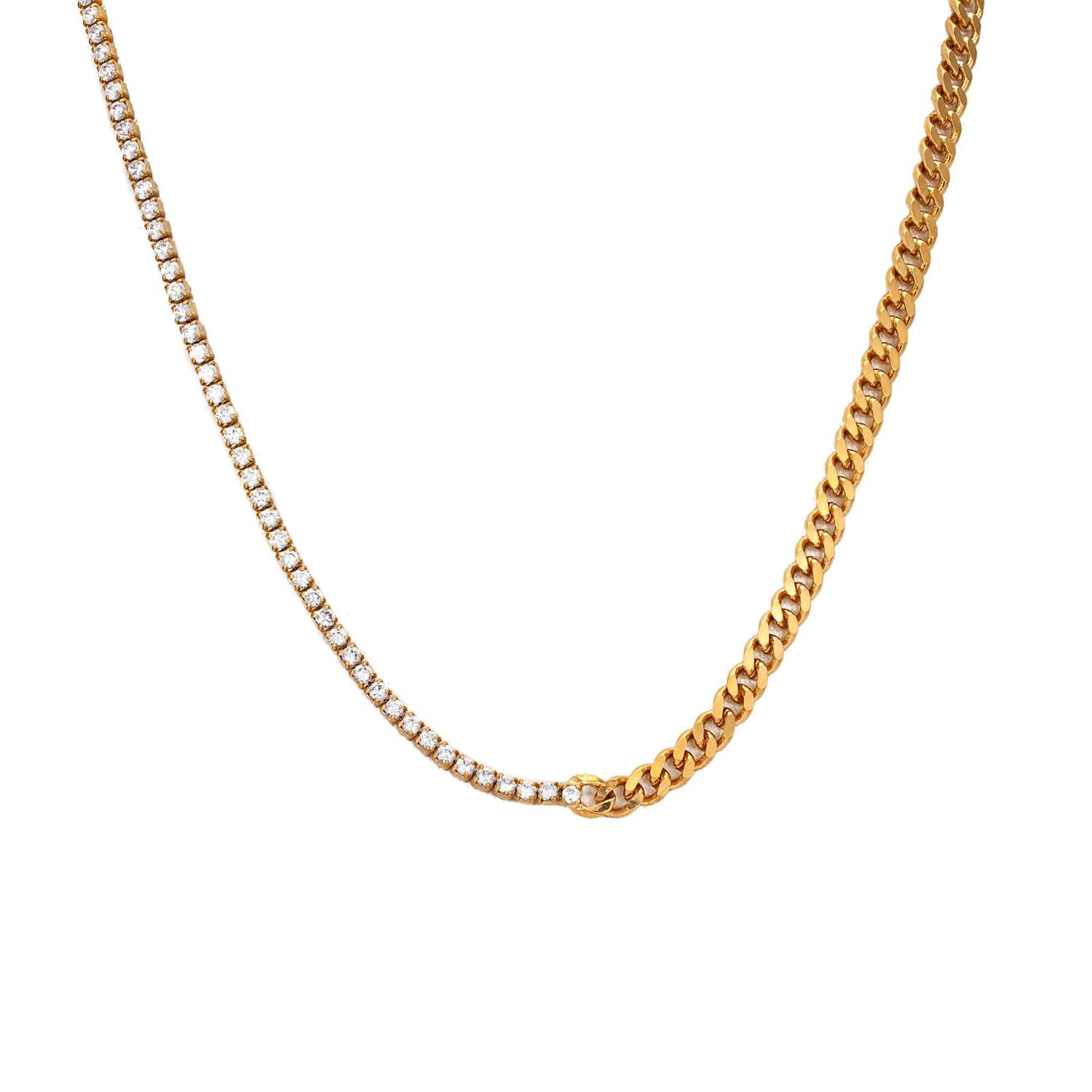 Women’s 22Ct Gold Vermeil Curb Tennis Chain Seol + Gold