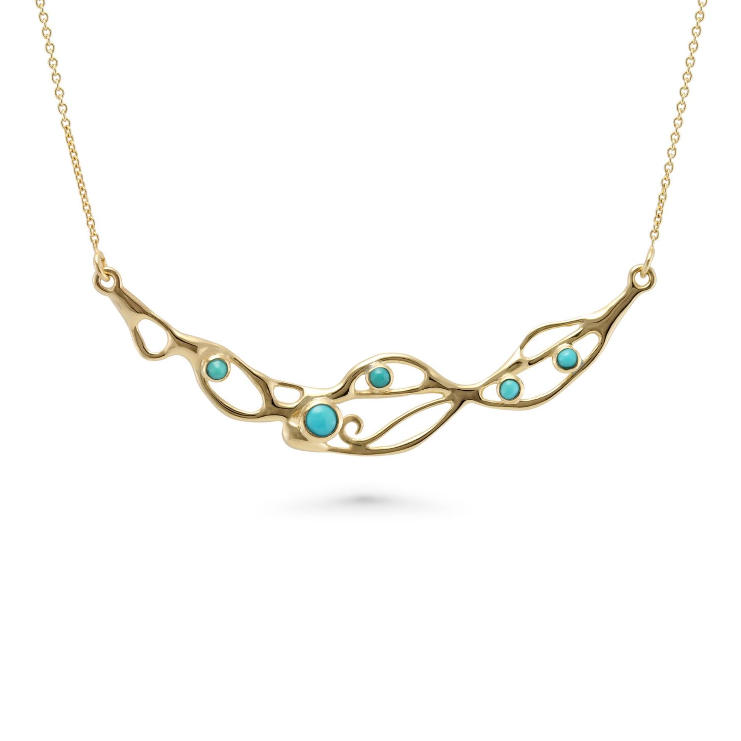 Isla Silver Women's Gold / Blue Handmade Gold Vermeil American Turquoise Necklace In Multi