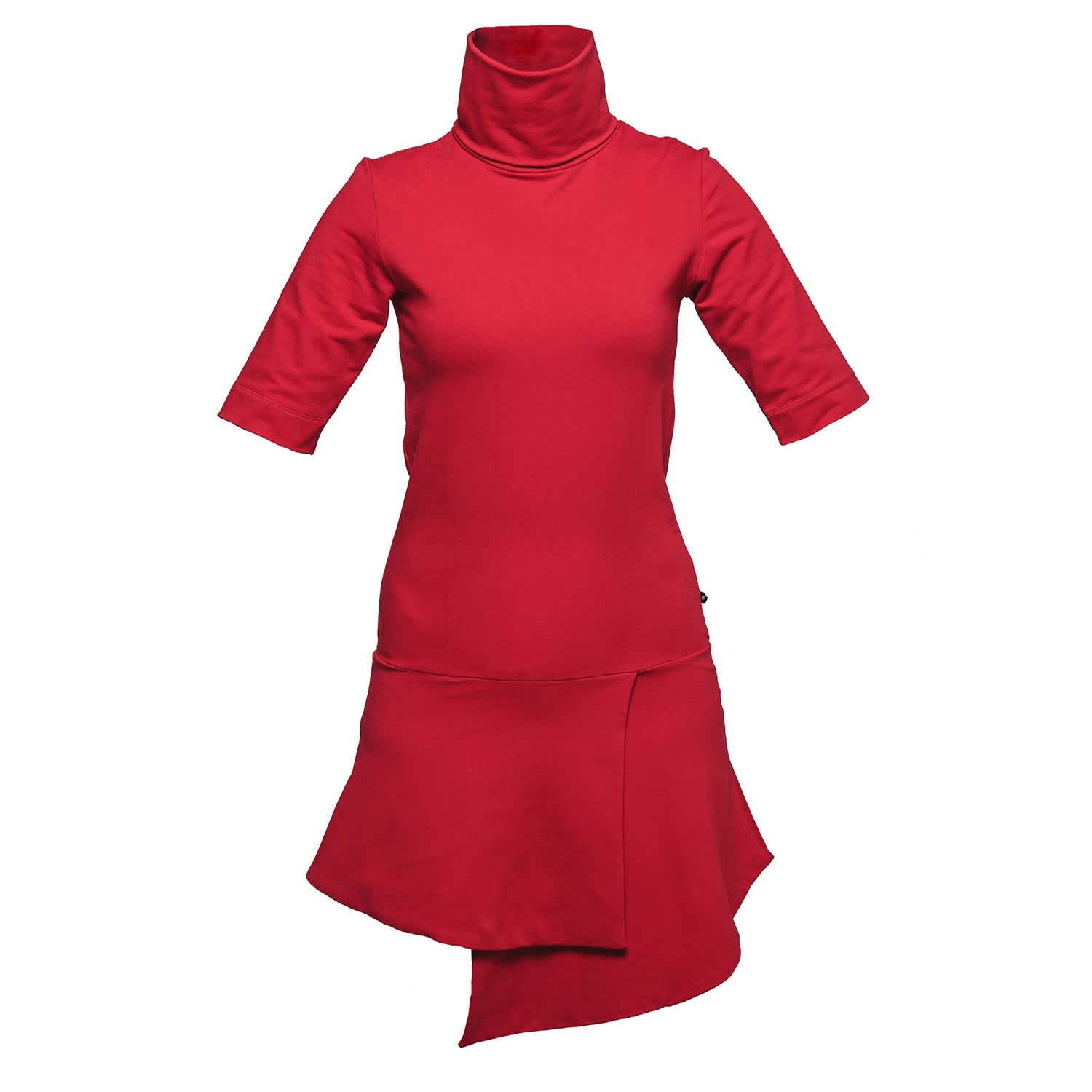 red roll neck dress