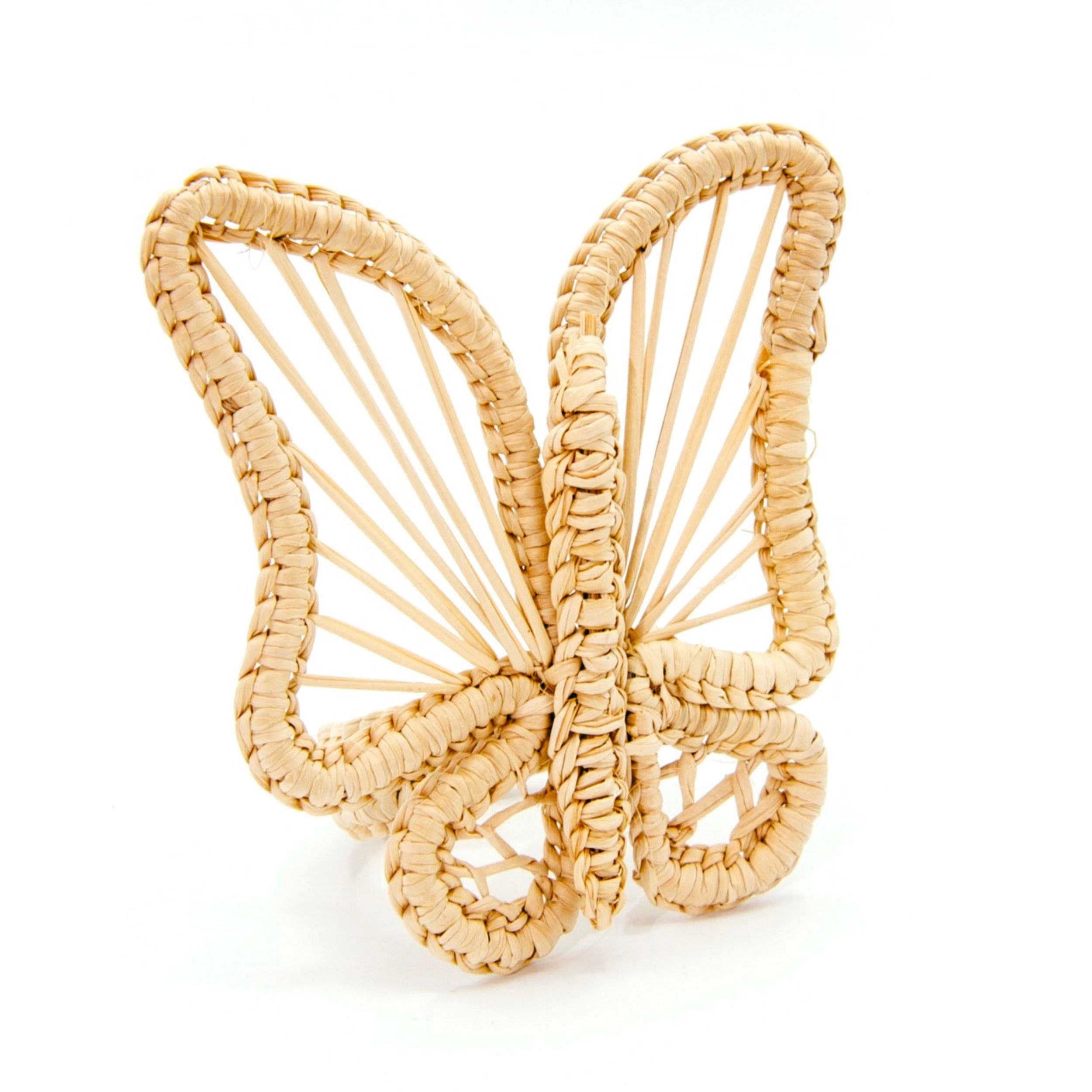 Neutrals Set X 4 Woven Natural Raffia Straw Butterfly Napkin Rings Washein