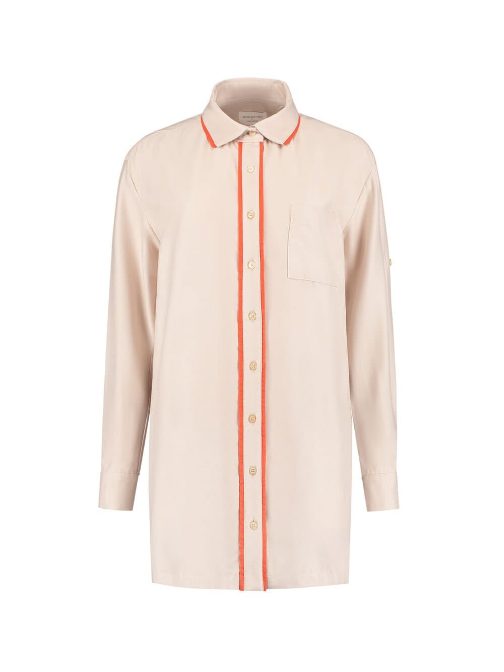 Blonde Gone Rogue Women's Neutrals / Yellow / Orange Oversized Long Stretch Shirt In Cream And Orange In Yellow/orange
