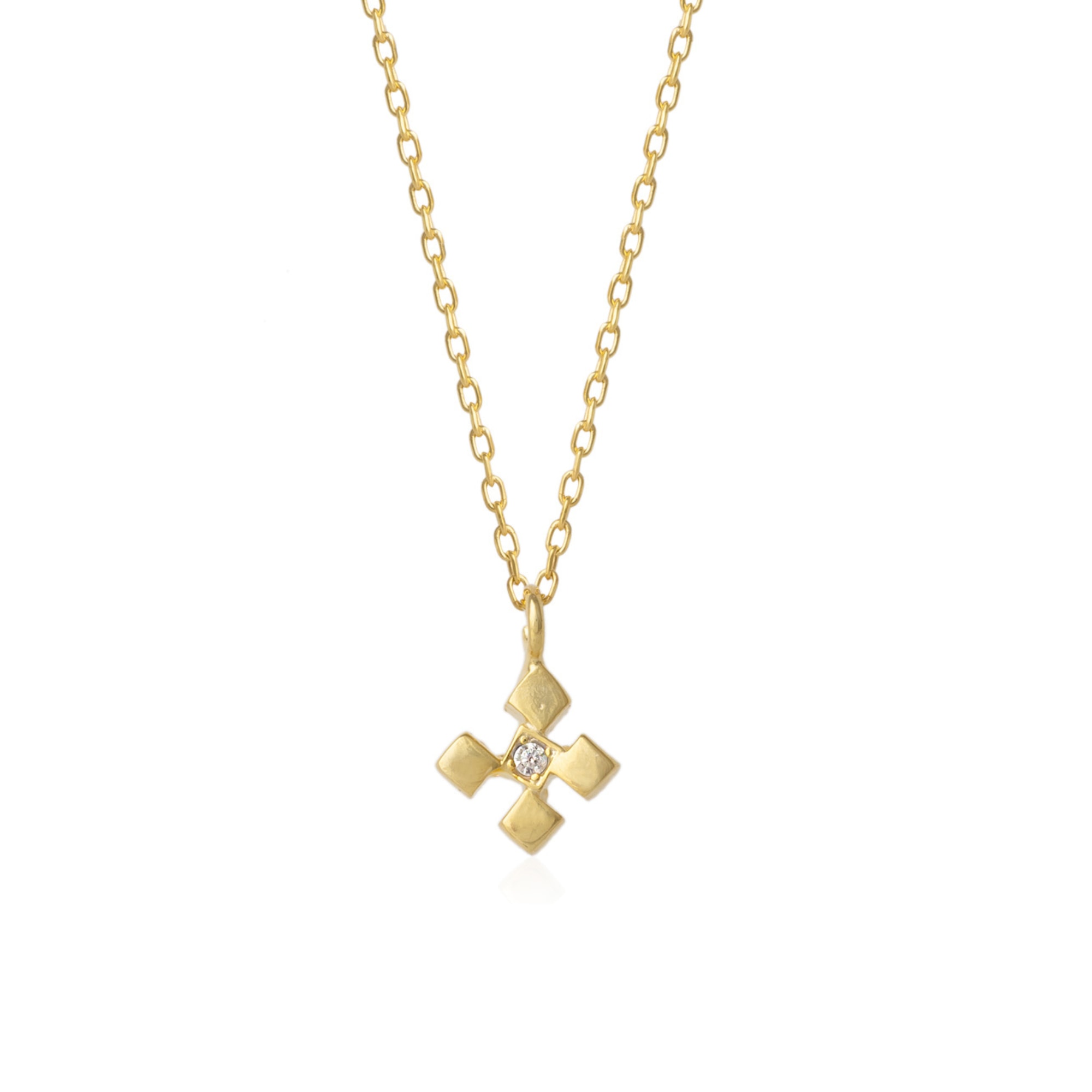 Spero London Women's Four Cube Blocks Natural Textured Sterling Silver Authentic Pendant Necklace - Gold In Gold