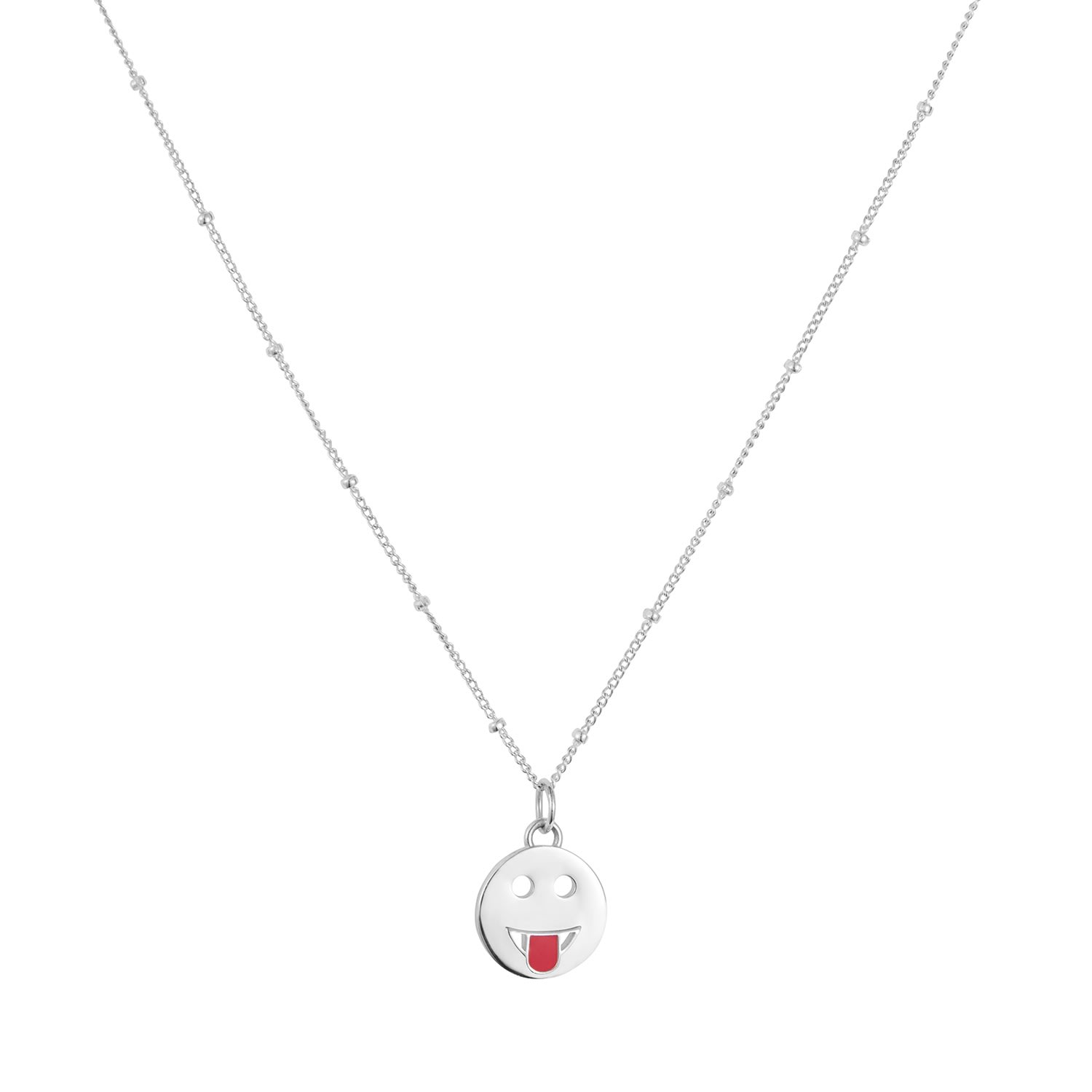 Toolally Women's Mood Pendant Necklace Cheeky - Silver In Silver