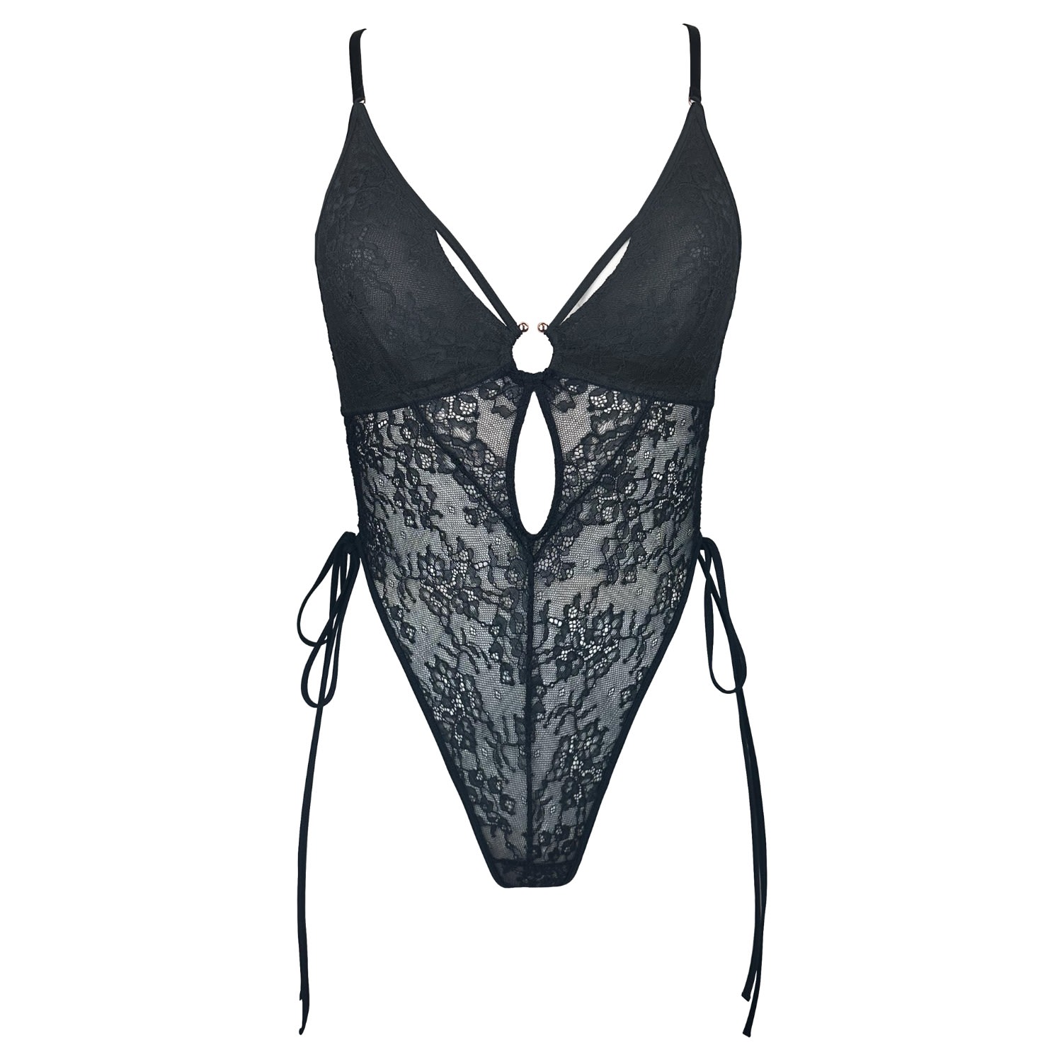Monique Morin Lingerie Women's Amphitrite Side Tie Bodysuit Black In Black