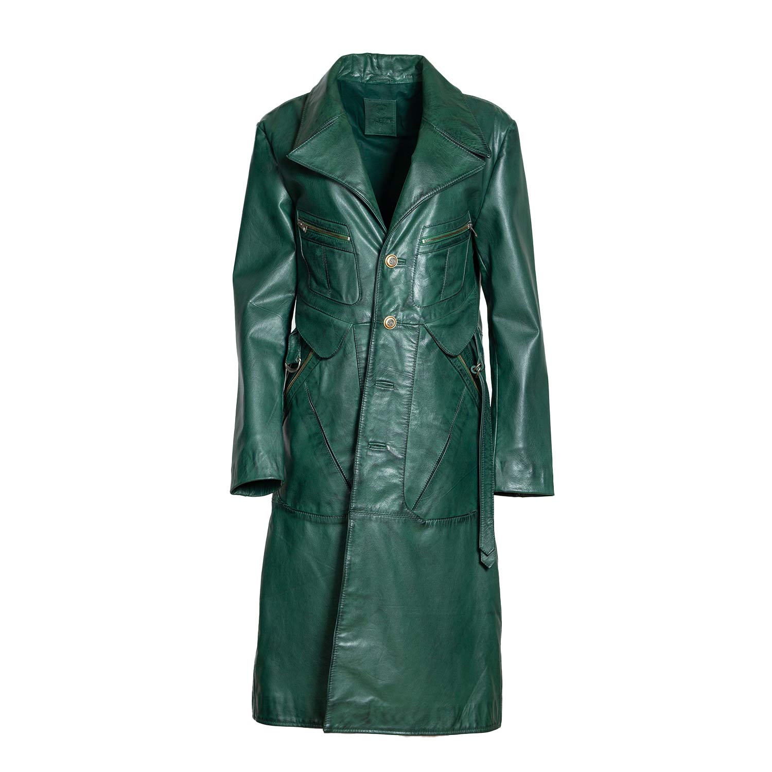 Zasta Studio Men's Green Planet Long Leather Jacket