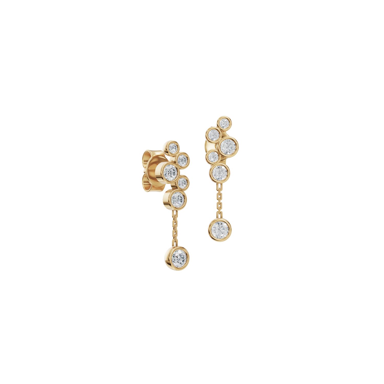 Aya Fine Jewelry Women's Yellow / White / Rose Gold Eighteen Kt Chain Dangle Earrings