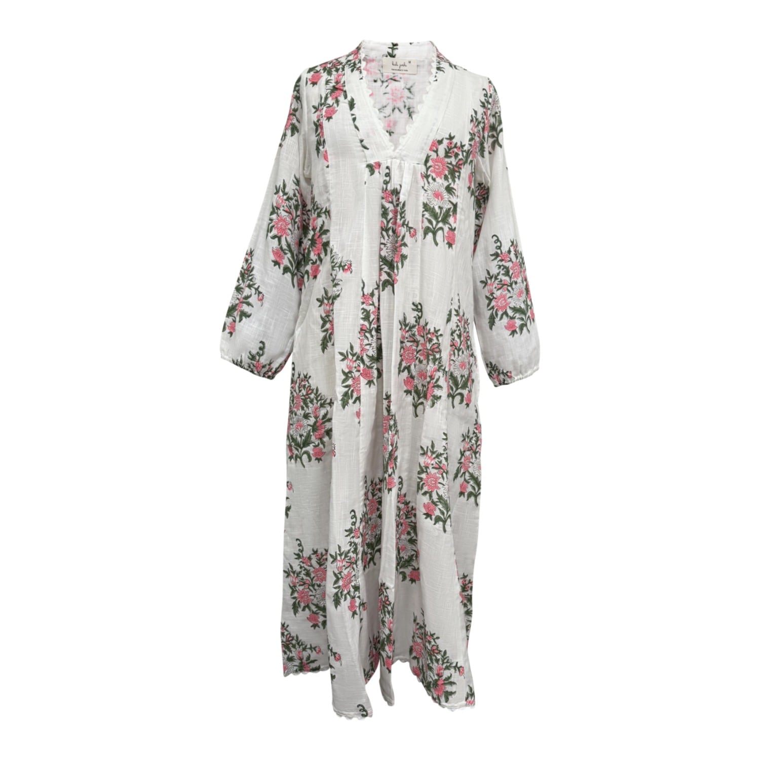 Kali Joshi Women's Pink V Neck Multi Panel Kaftan Dress In Multi