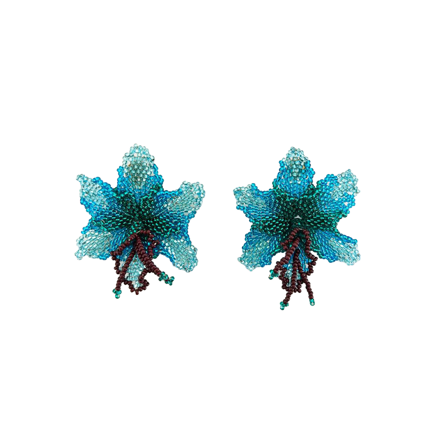 Selva | Beaded Mini Blue Orchid Bead Earrings | Manuela Cabrales