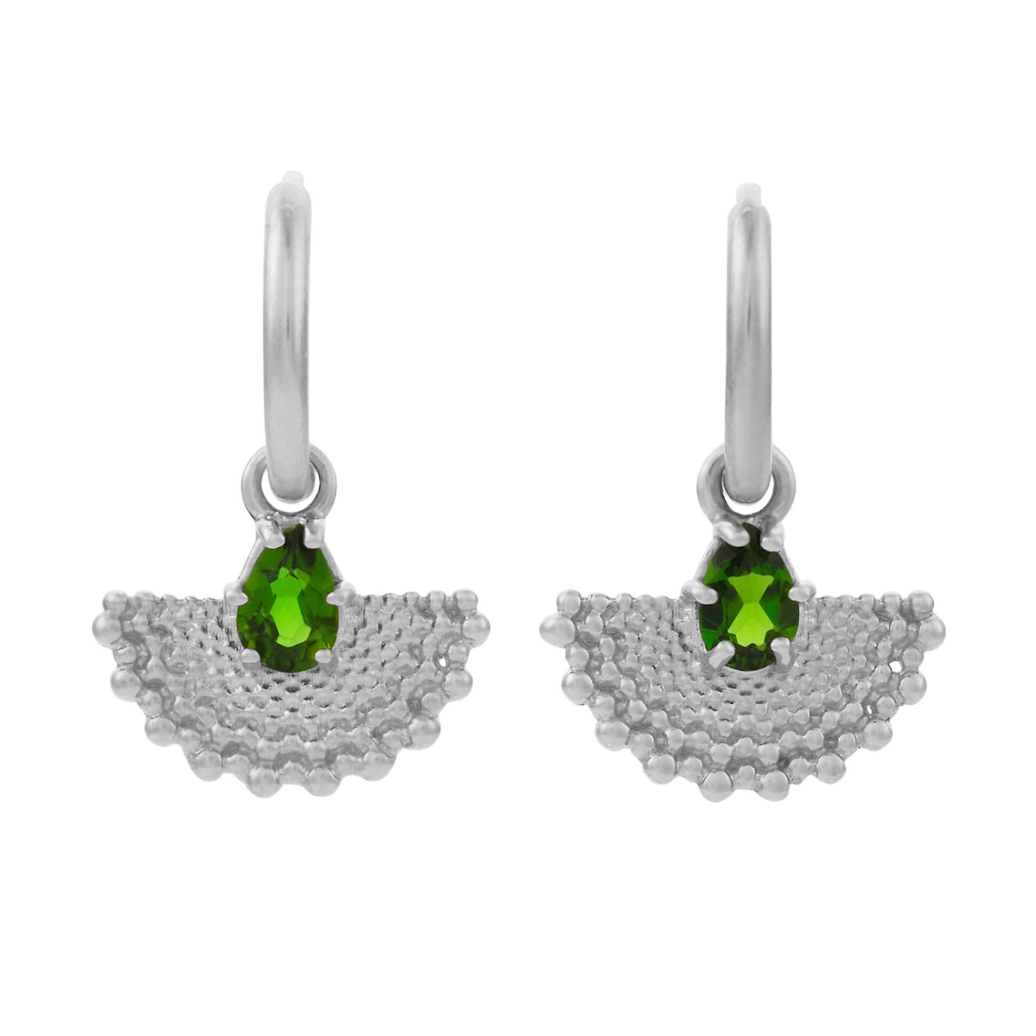 Women’s Green / Silver Petal Earrings Silver Zoe and Morgan