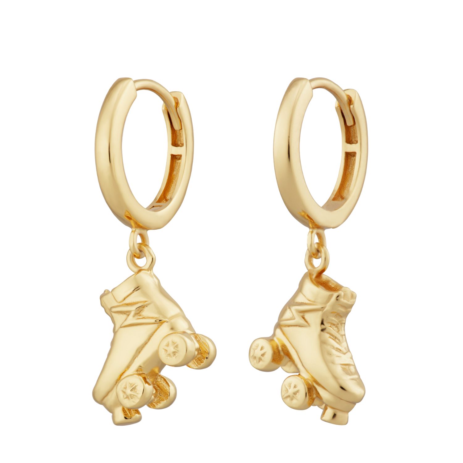 Women’s Gold Roller Skate Charm Hoop Earrings Scream Pretty