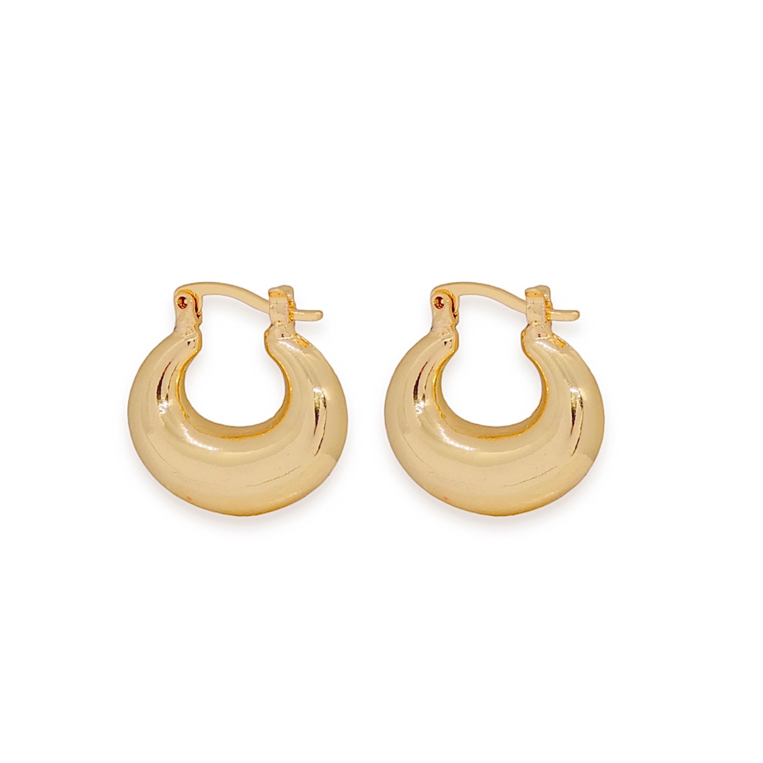 Valerie Chic Women's Gold Moon Chunky Hoop Earrings