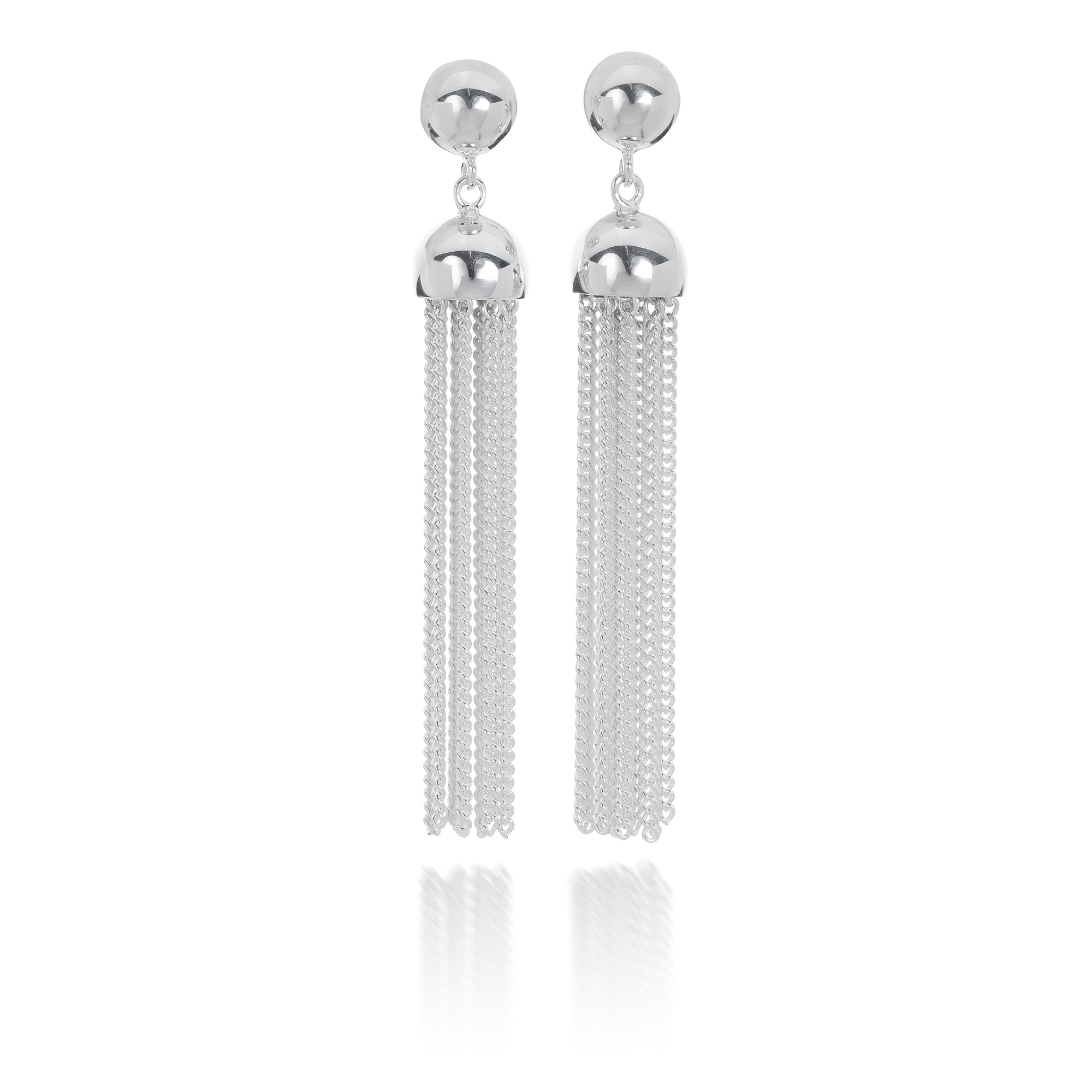 Women’s Silver Ball & Tassel Earrings Sophie Anna