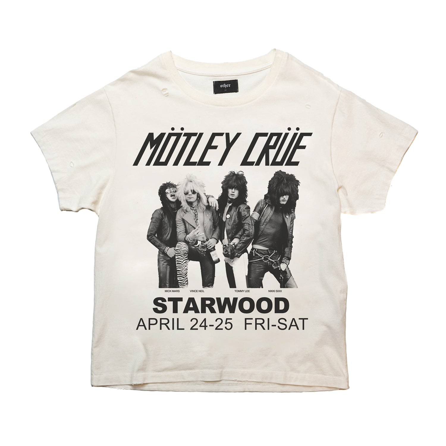 Women’s Motley Crue - Starwood - Vintage Band T-Shirt - White Blonde Extra Small OTHER UK