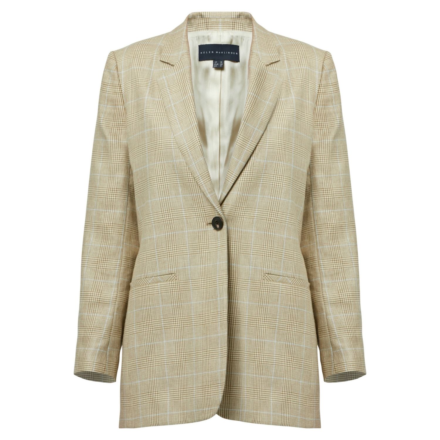 Helen Mcalinden Women's Neutrals Cassie Glencheck Jacket In Beige/blue/white