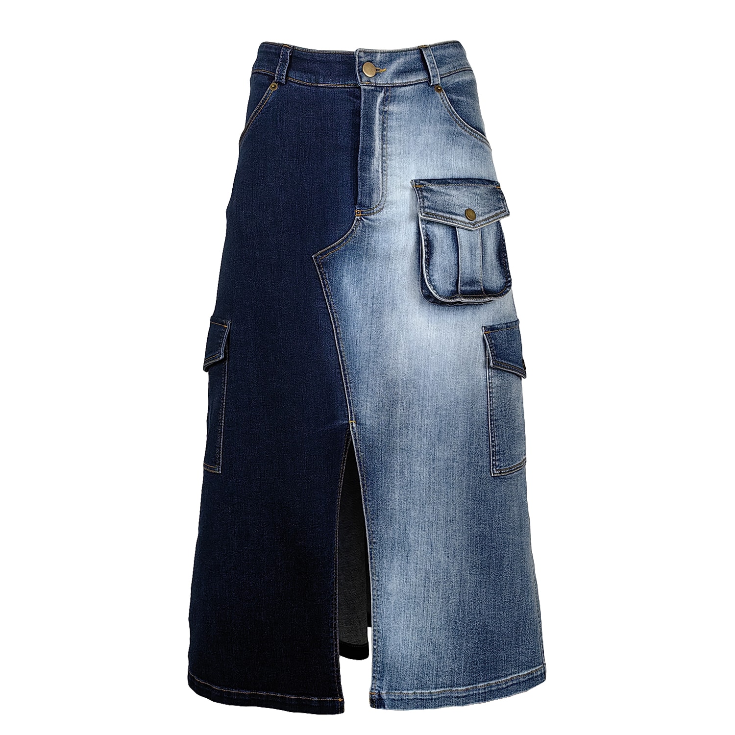 Lalipop Design Women's Blue A Line Cargo Pocket Midi Denim Skirt In Blue
