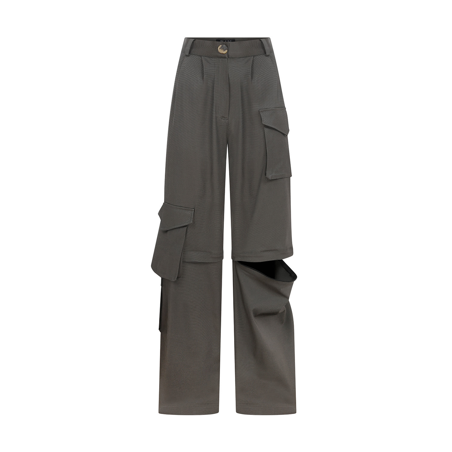 Zan Studio Women's Detatchable Cargo Pants With Three Pockets Dark Green In Green