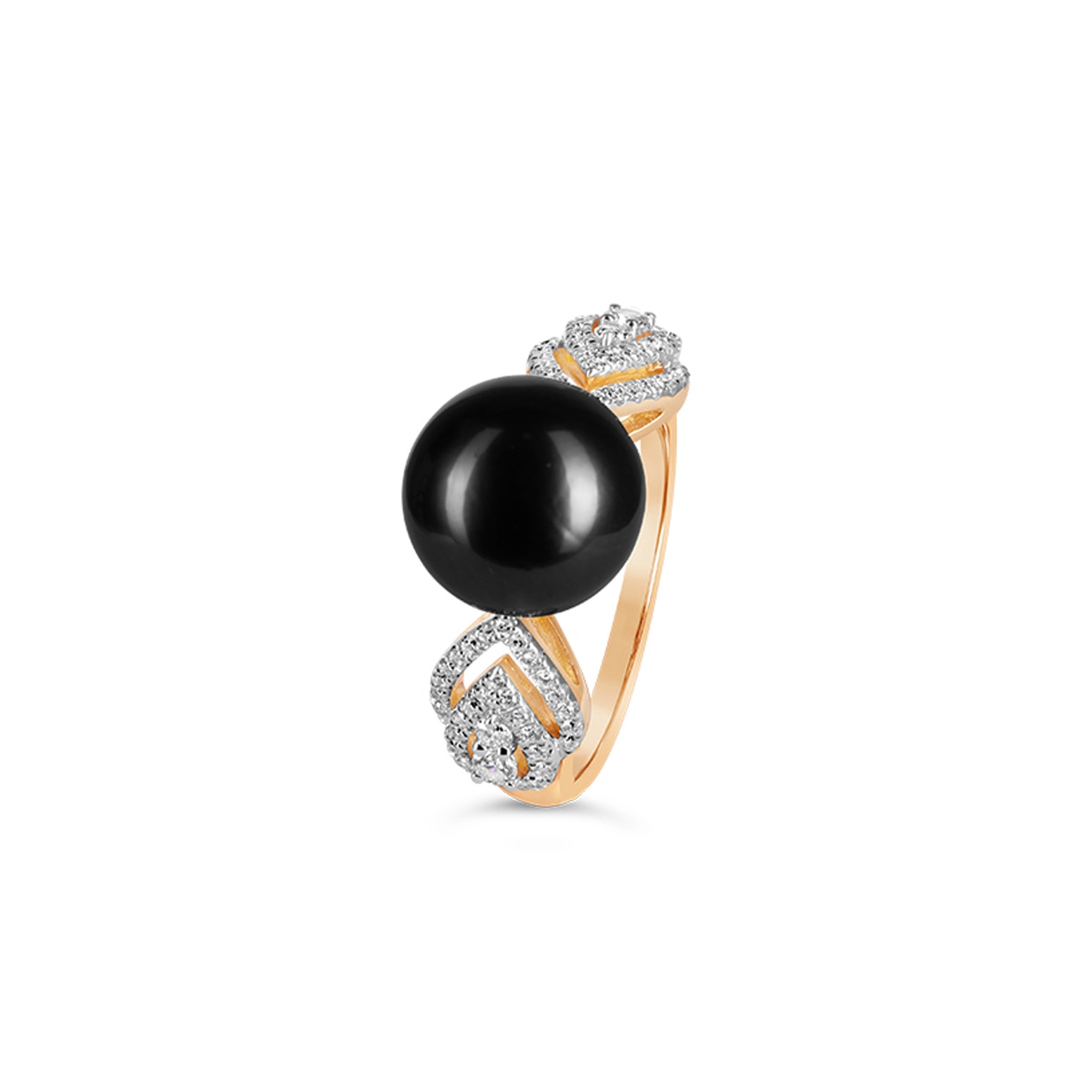 Women’s Gold / Black Ila Pearl And Diamond Ring Kajal Naina