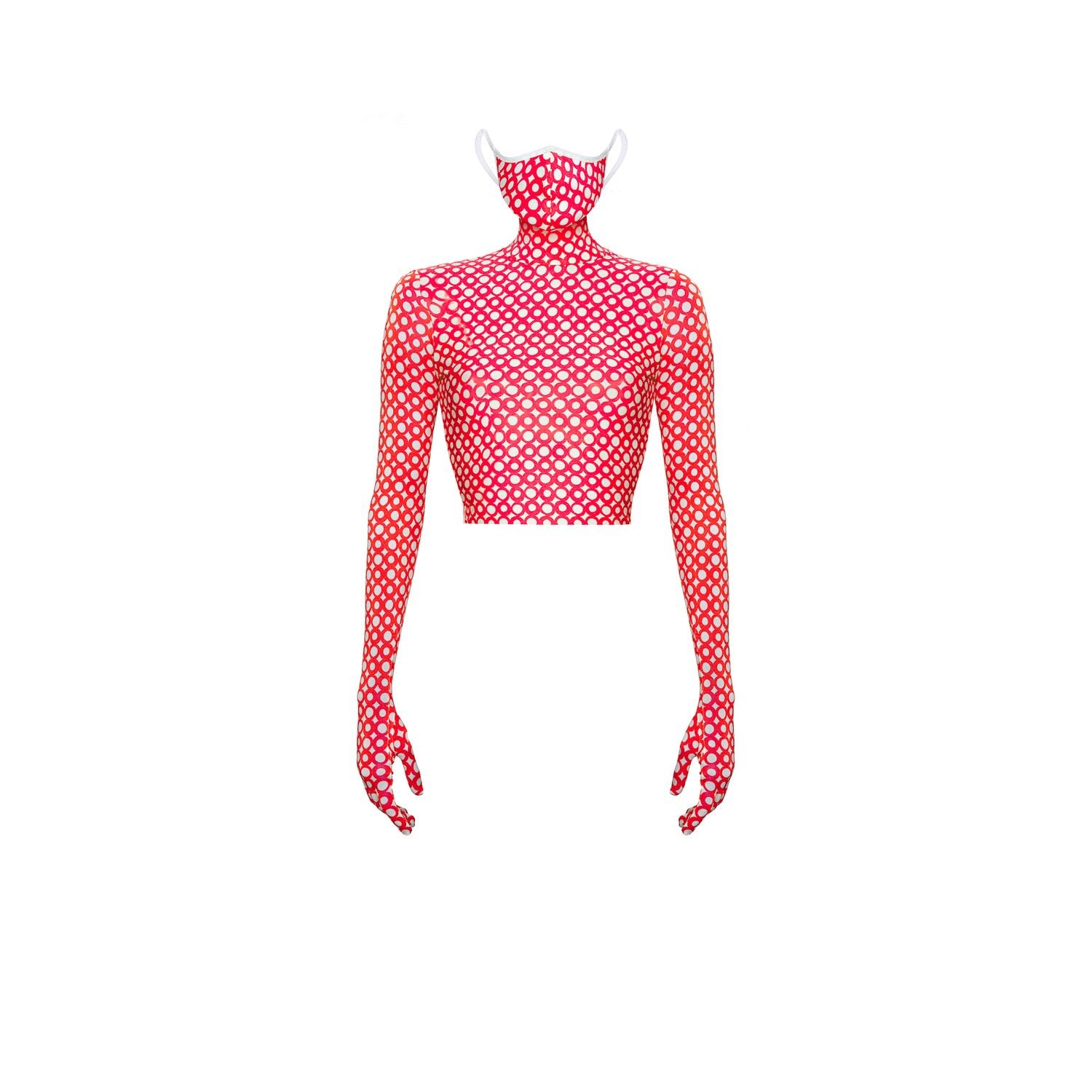 Monosuit Women's Croptop Mask Ring - Red In Pink