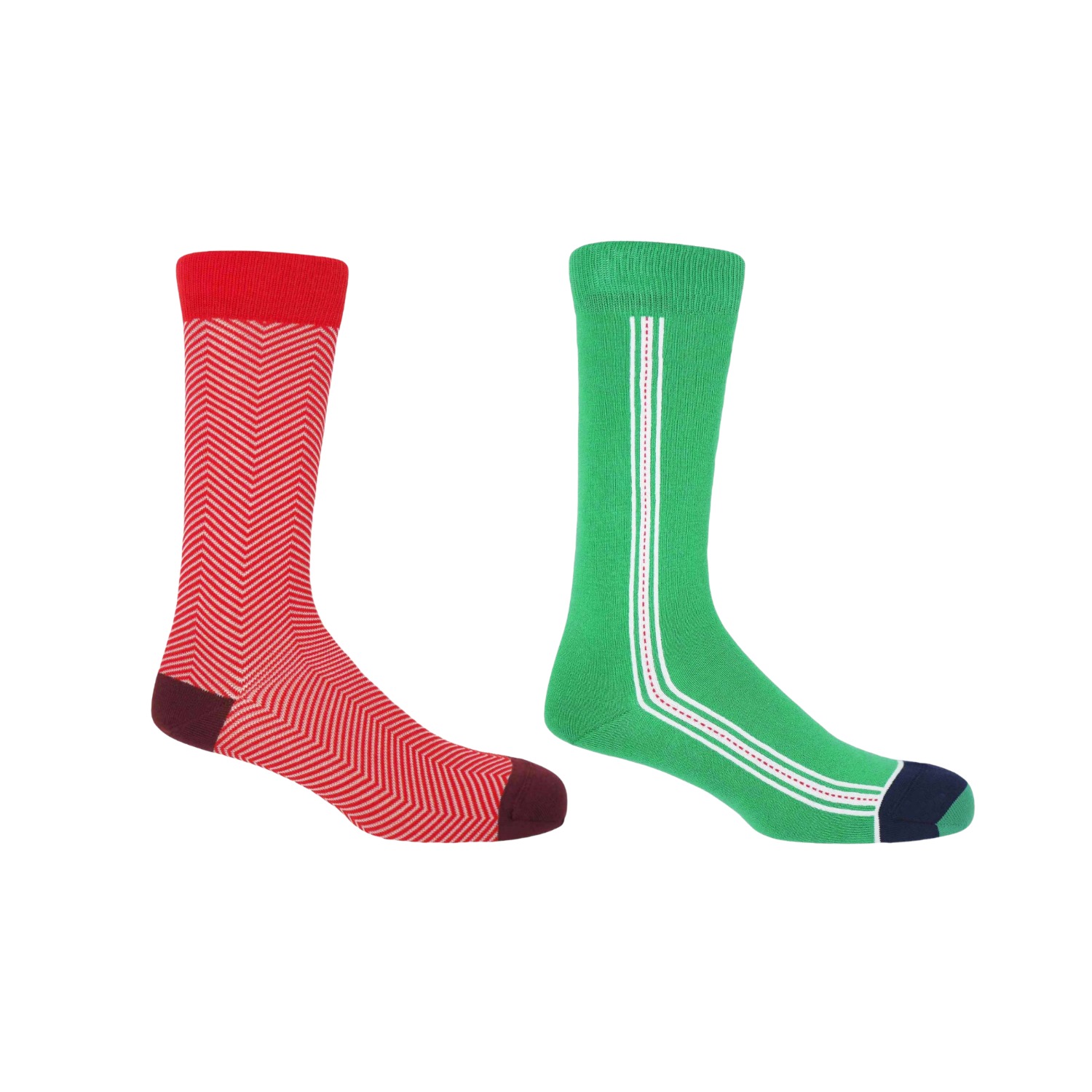 Red Lux Taylor & Green Andover Men's Socks Two Pack, Peper Harow - Made in  England