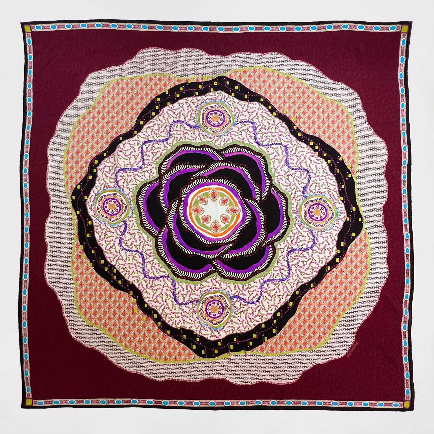 Maraethra Women's Mandala Bloom Silk Square Scarf In Multi