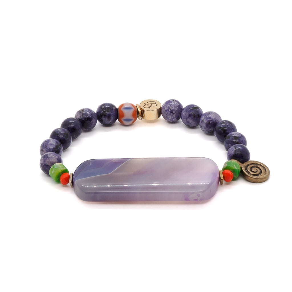 Ebru Jewelry Women's Yellow / Orange / Gold Amethyst Meditation Bracelet In Purple