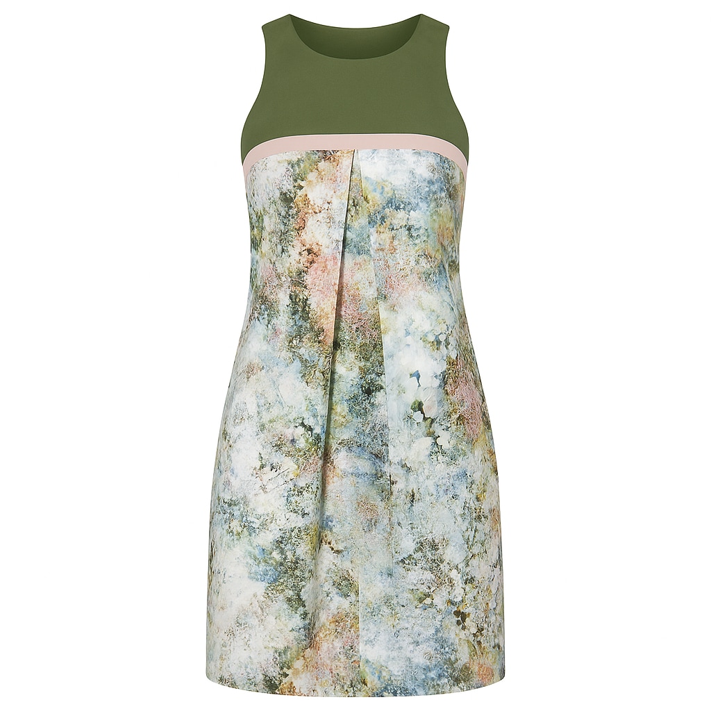 Conquista Women's A Line Khaki Floral Dress In Yellow
