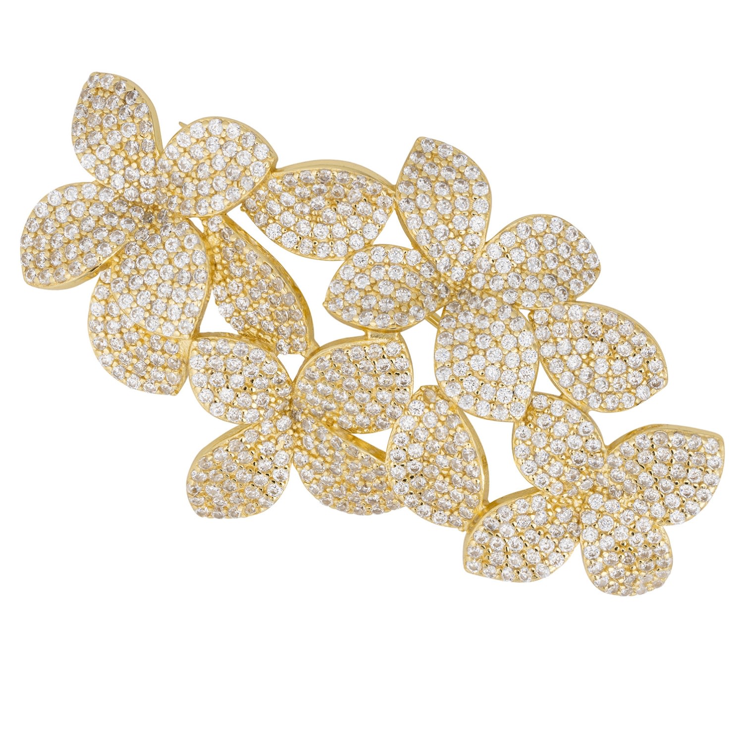 Women's Gold / White Petal Cascading Flower Brooch Gold | Latelita
