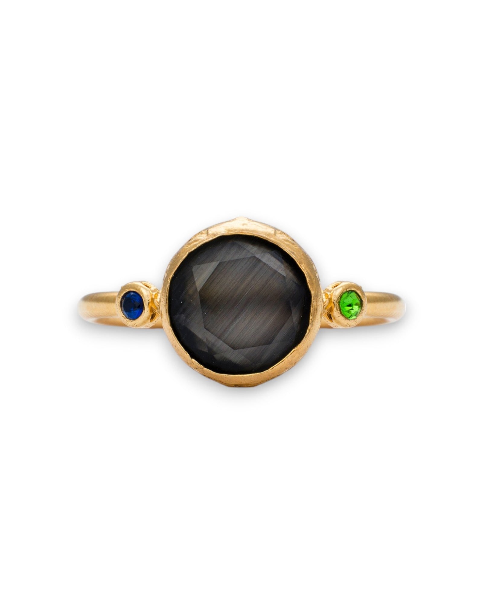 Kybele Studio Women's Gold / Grey Midnight Aura Cateye Ring