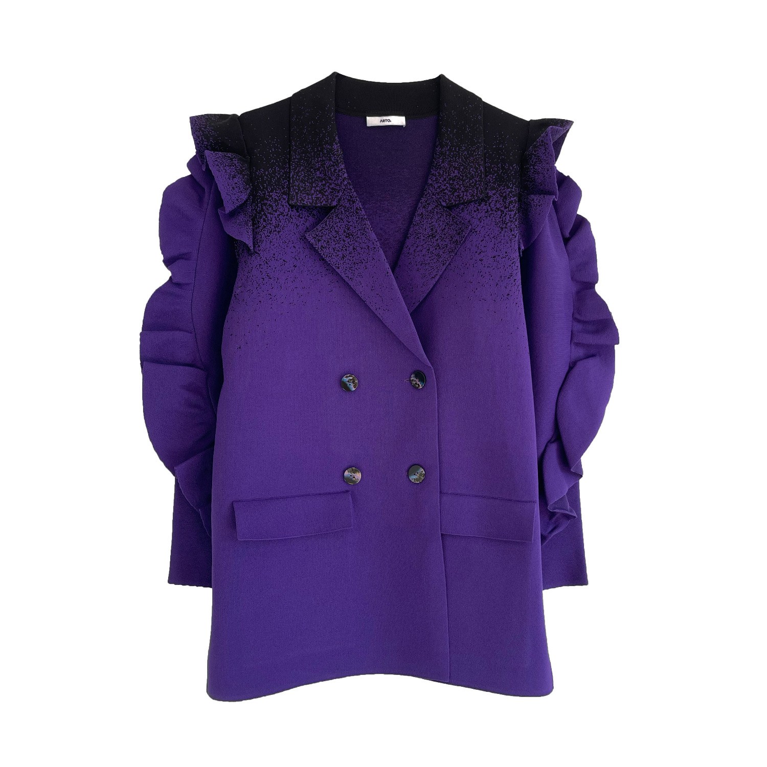 Women’s Pink / Purple Eco Double-Breasted Knit Blazer With Detachable Ruffles Sleeves - Purple Small Arto.