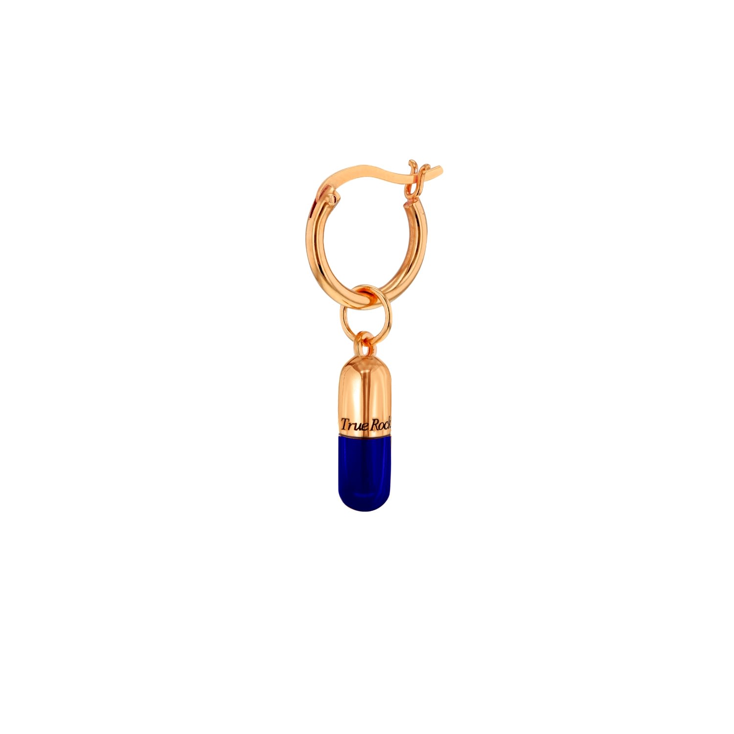 True Rocks Women's Rose Gold / Blue 18kt Rose Gold-plated & Midnight Blue Mini Pill Charm On Rose Gold Hoop In Multi