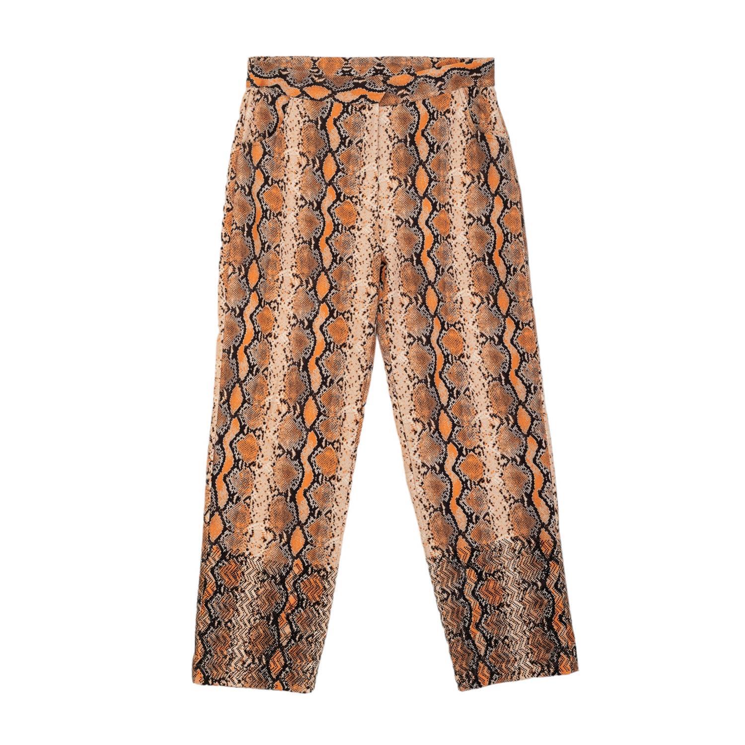 Women’s Yellow / Orange Straight Pants Printed With Swarovski Small Niza