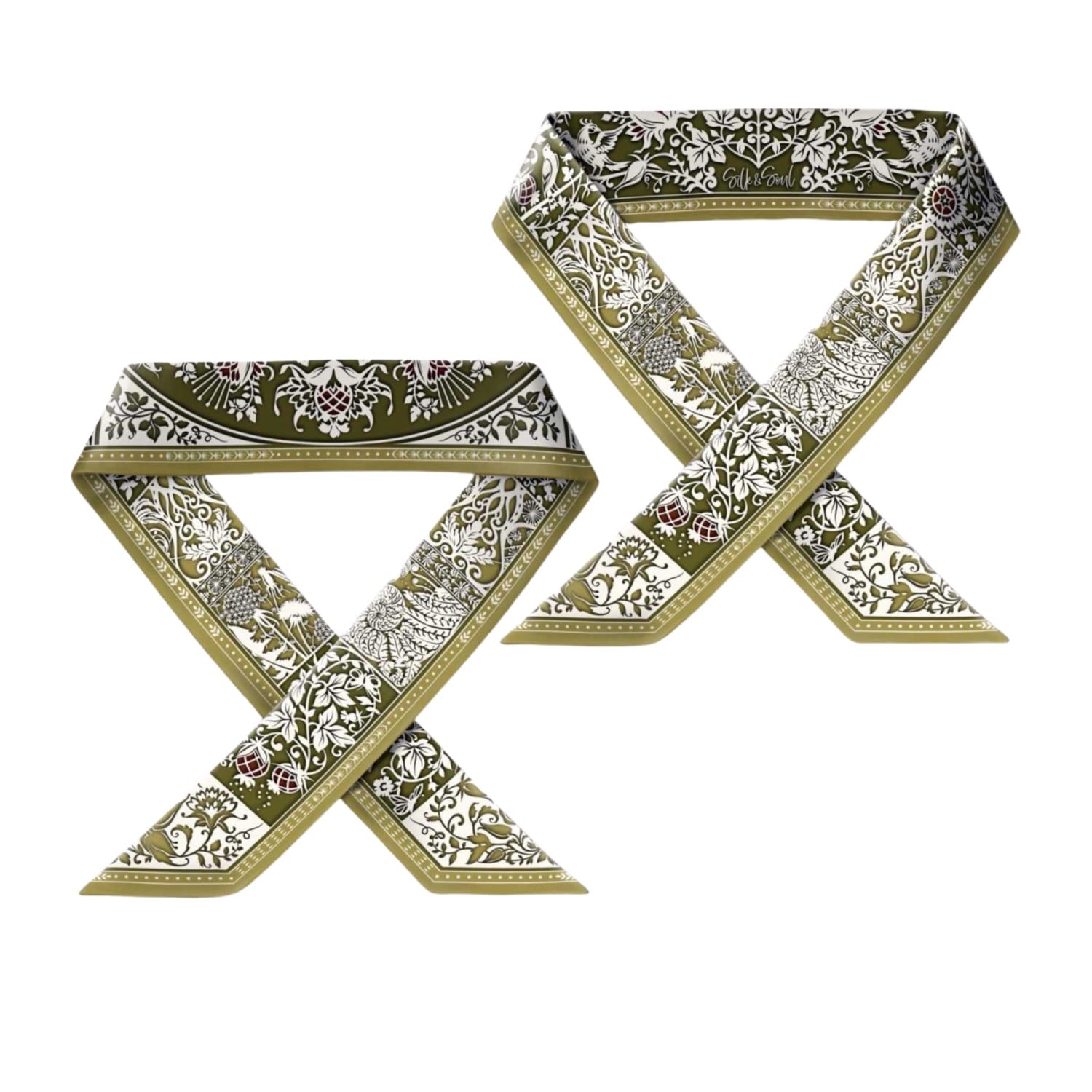 Silk&soul Women's Green Tree Of Life Long Scarf  In Chartreuse In Gray