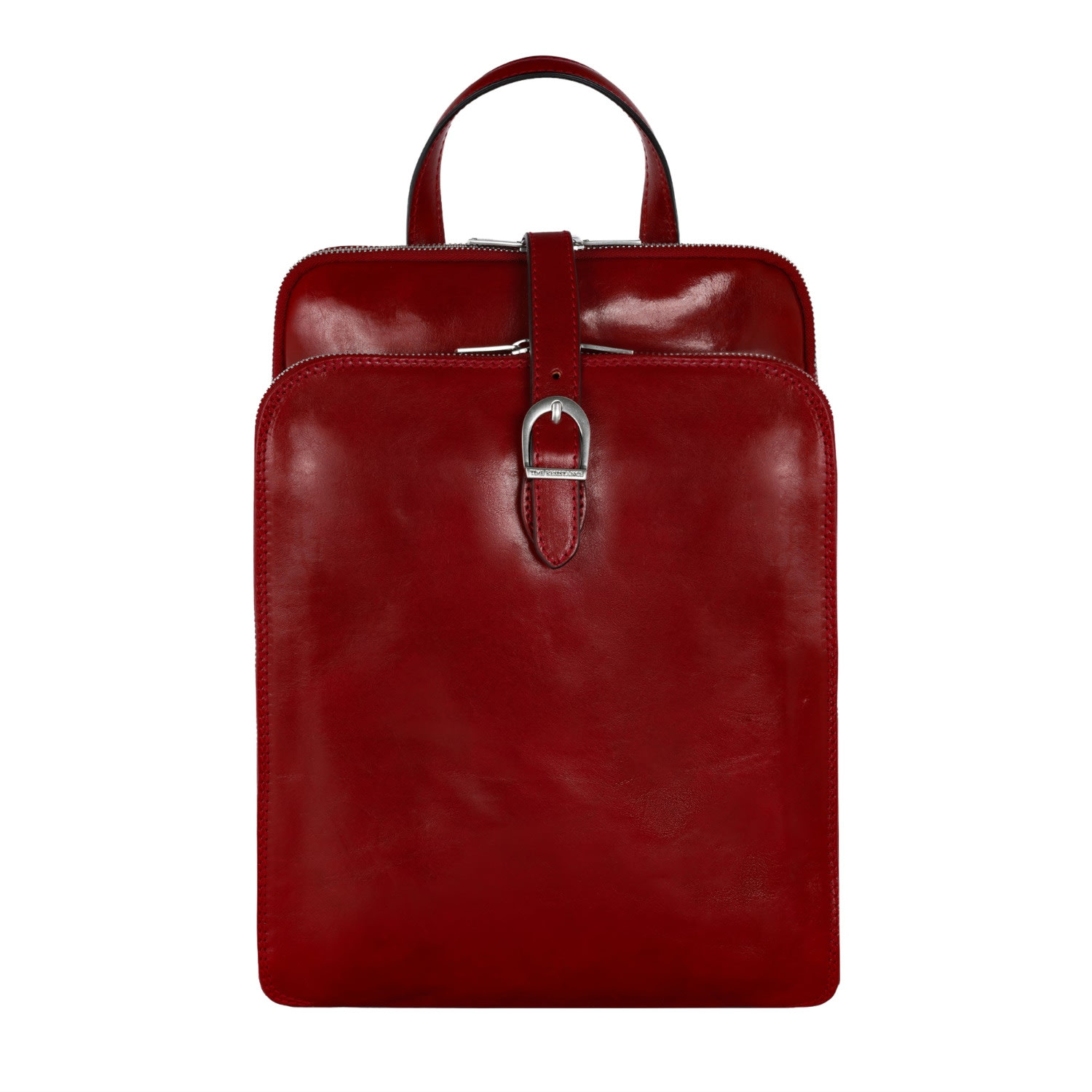Time Resistance Womens Convertible Leather Backpack Shoulder Bag Red - Clarissa In Red