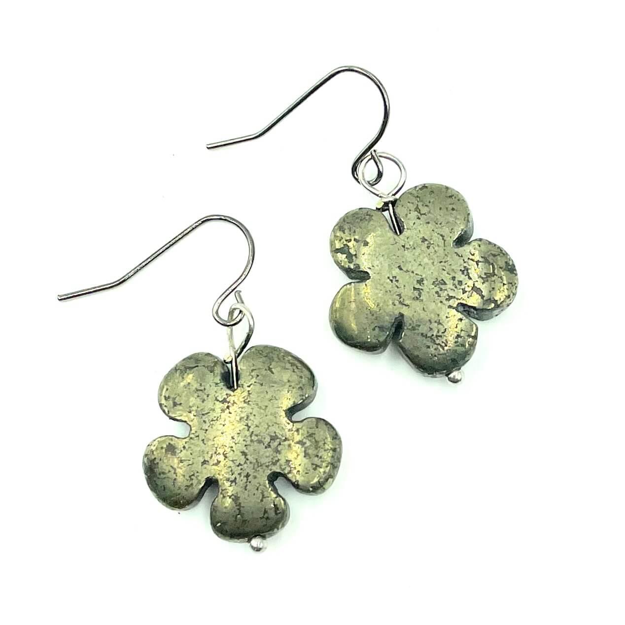 Women’s Silver Daisy Pyrite Flower Earrings Amy Delson Jewelry