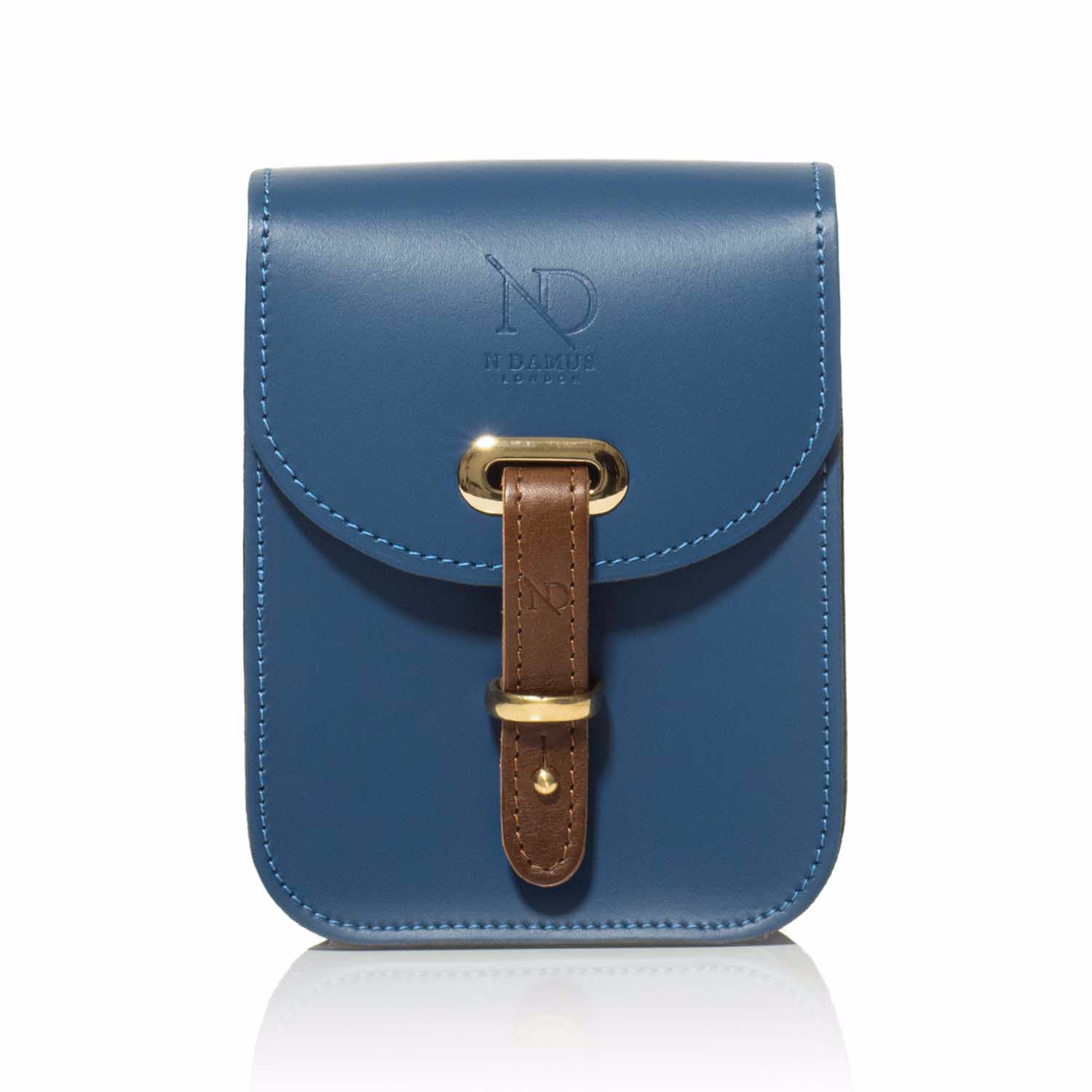 Women’s Mini Elizabeth Blue Leather Crossbody Satchel Bag N’damus London