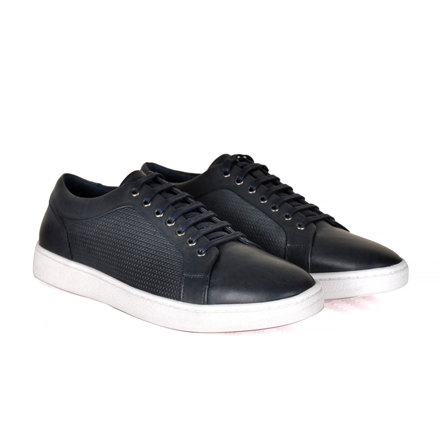David Wej Men's Bradford Leather Sneakers- Navy Blue In Blue