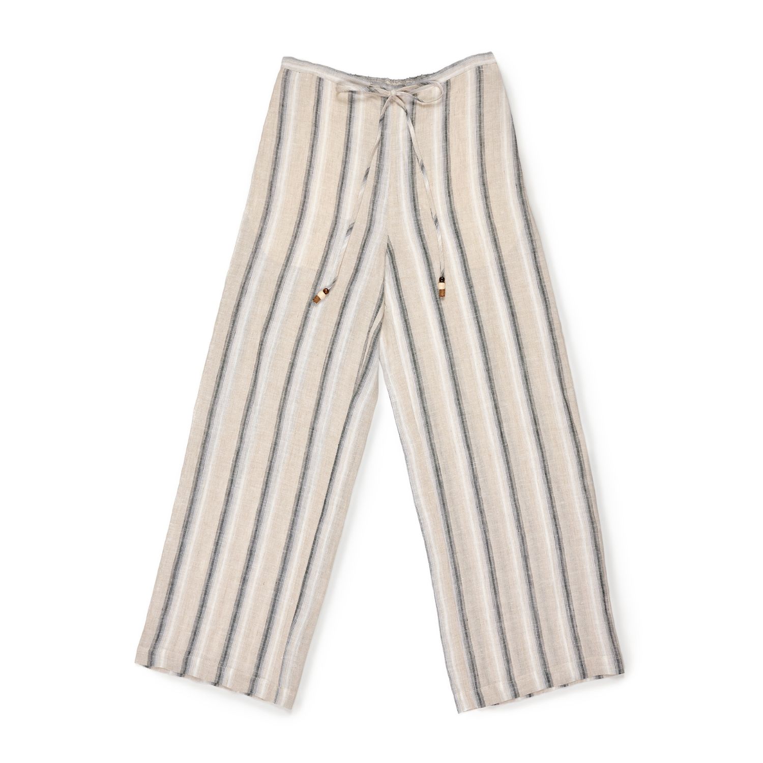 Du & Berry Women's Neutrals Erin Linen Wide Leg Stripe Pants In Beige In Sand