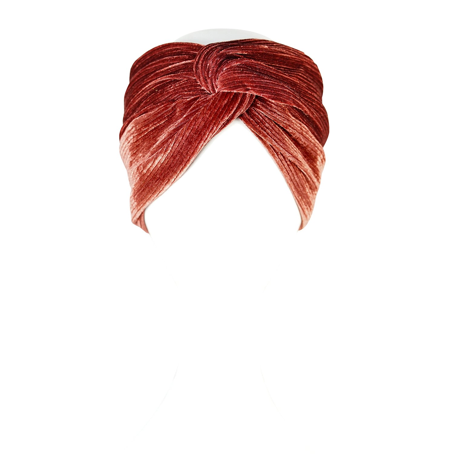 Jennafer Grace Women's Burnt Sienna Ribbed Velvet Twist Headband In Pink