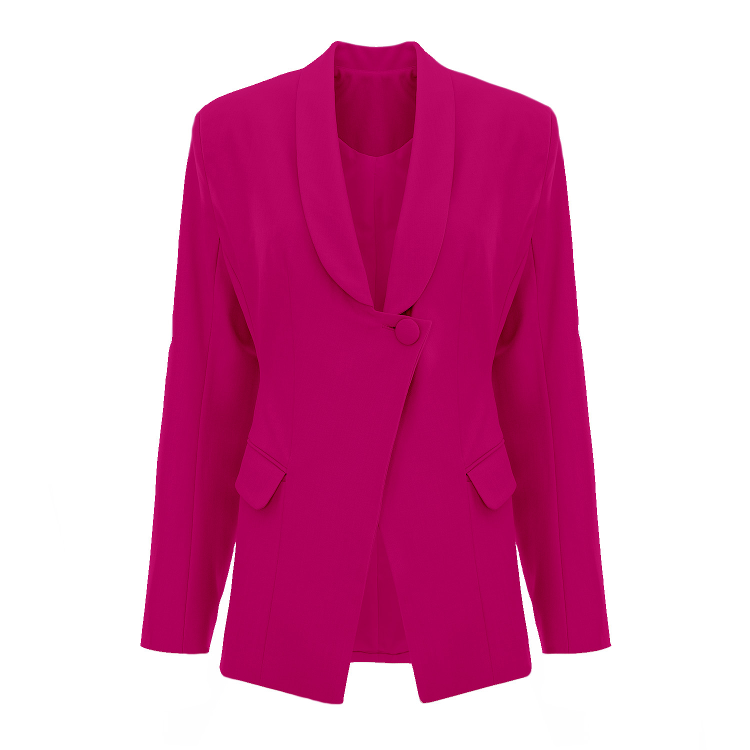 Bluzat Women's Pink / Purple Fuchsia Blazer With V-neck