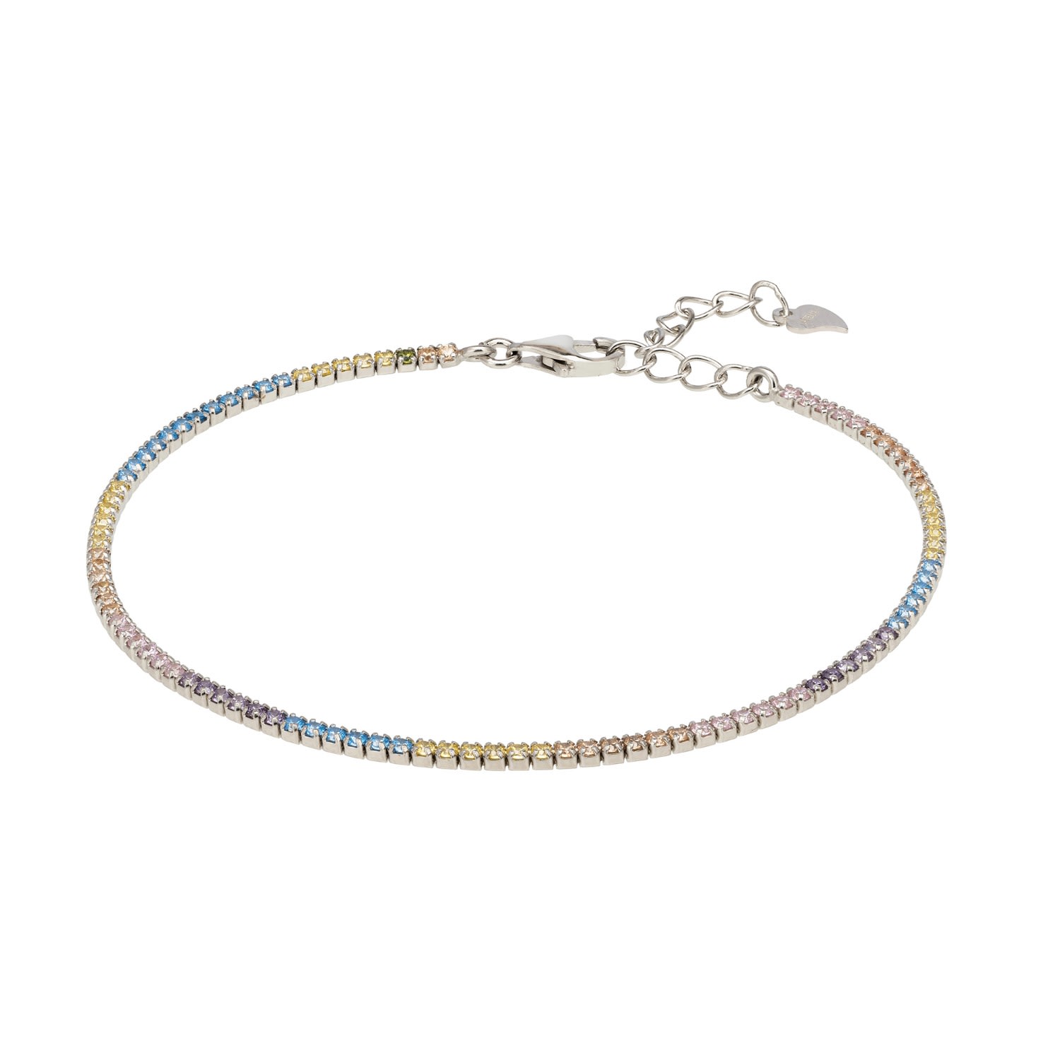 Women’s Tennis Bracelet Silver Pastel Rainbow Latelita