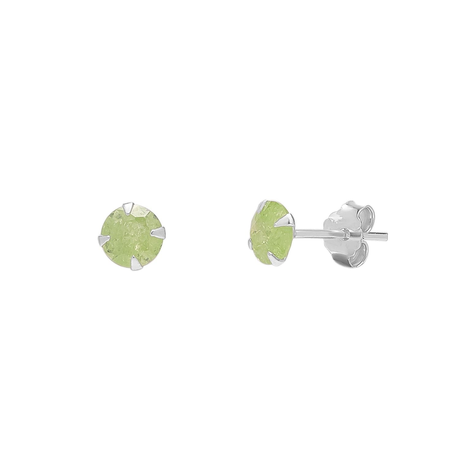 Spero London Women's Green / Silver Sterling Silver Glittering Green Stud Earring In Multi
