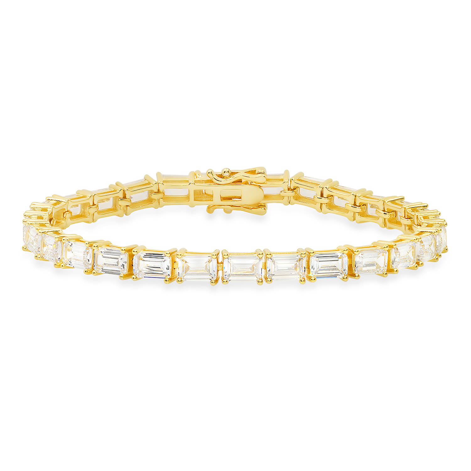 Kylie Harper Women's Gold Emerald Cut Diamond Cz Tennis Bracelet