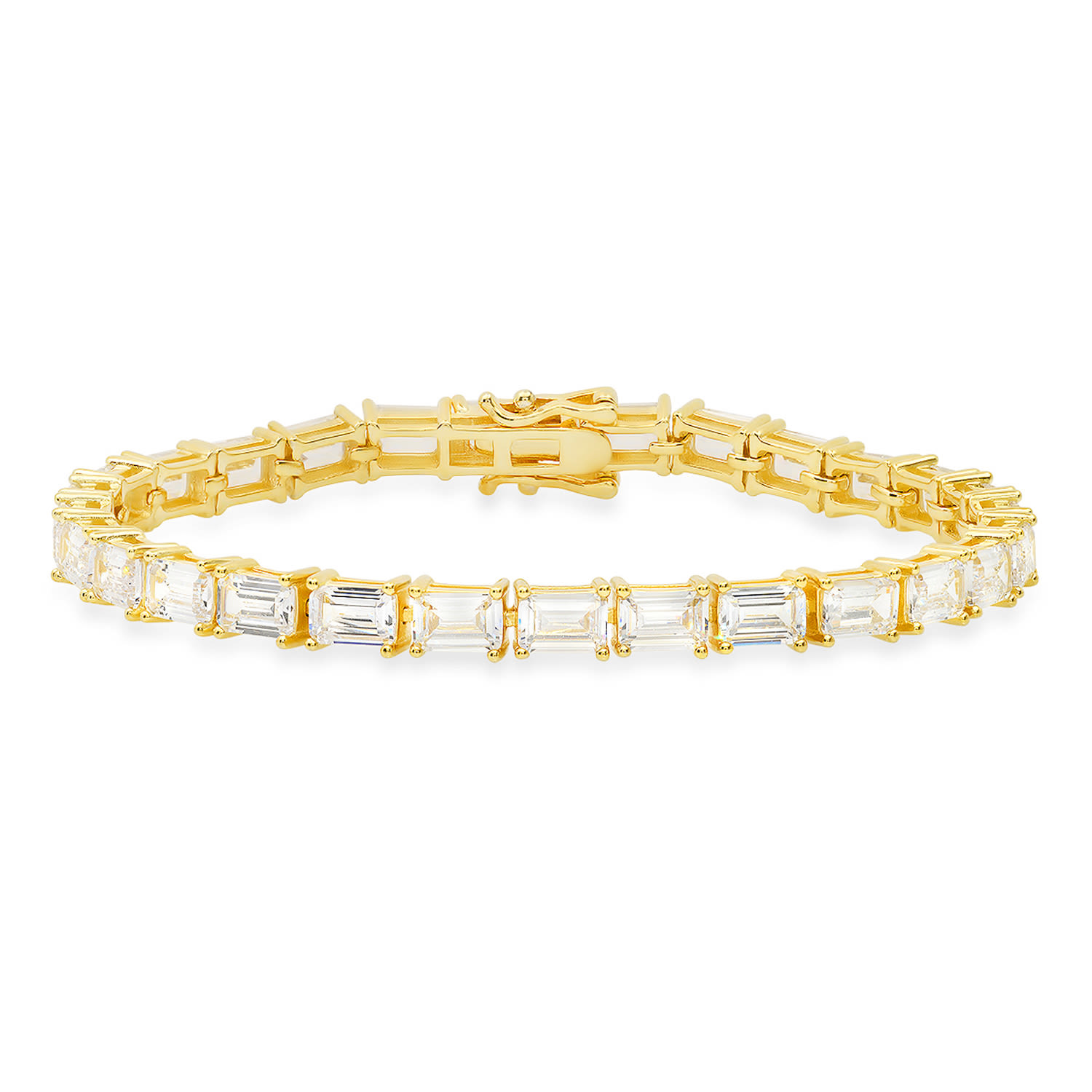 Women’s Gold Emerald Cut Diamond Cz Tennis Bracelet Kylie Harper