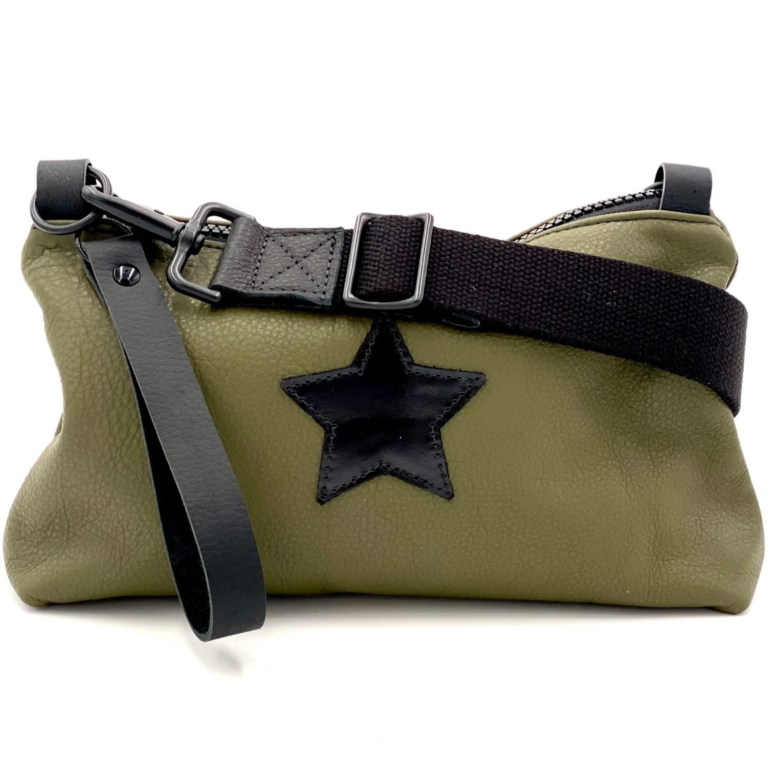 Nancy Crossbody Bag In Olive With Black Star | Lynn Tallerico