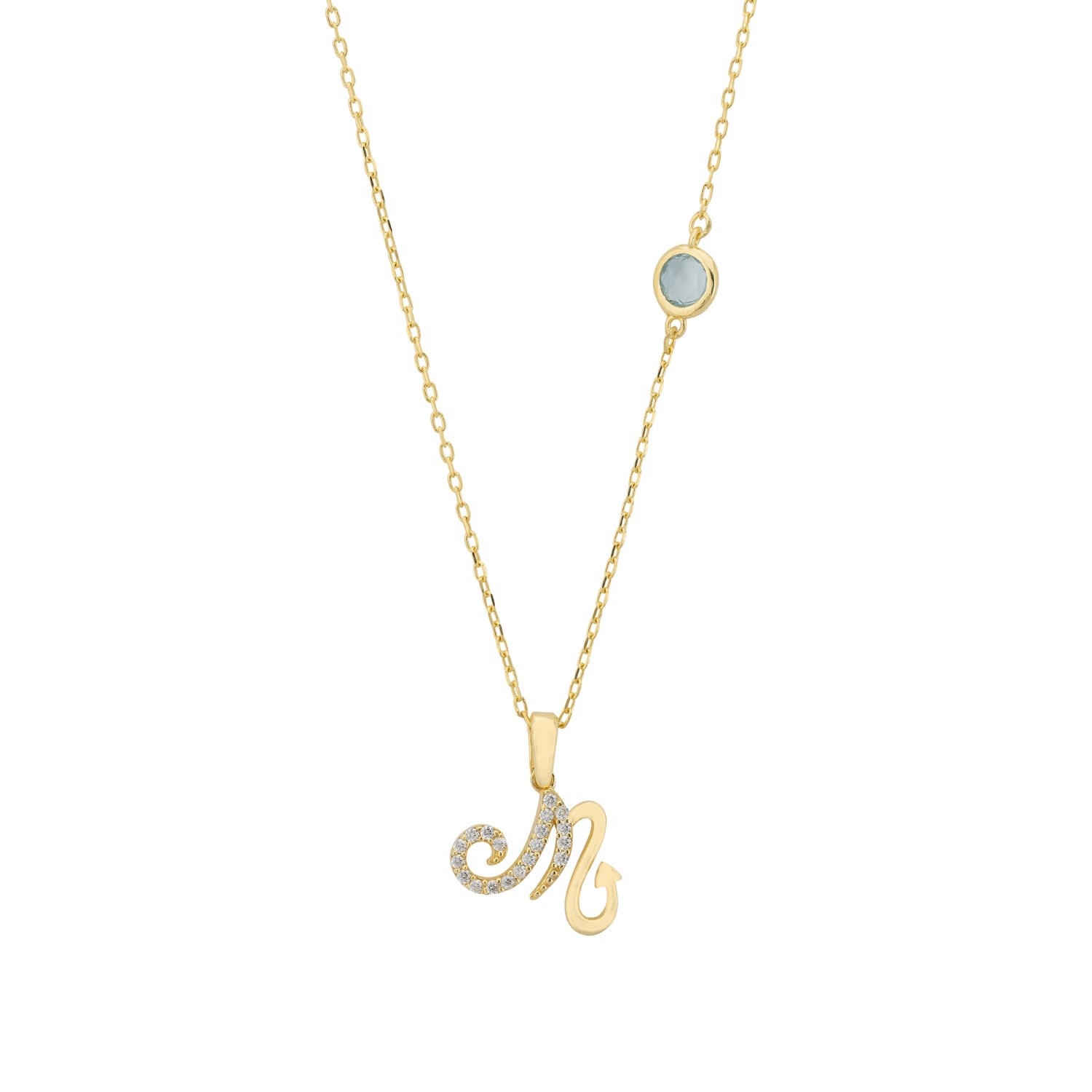 Women’s Blue / White / Gold Zodiac Birthstone Scorpio Necklace Blue Topaz Gold Latelita