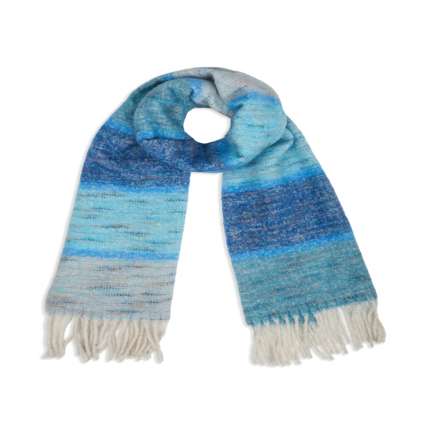 Saachi Women's Cozy Oversized Fringe Blue Scarf In Brown